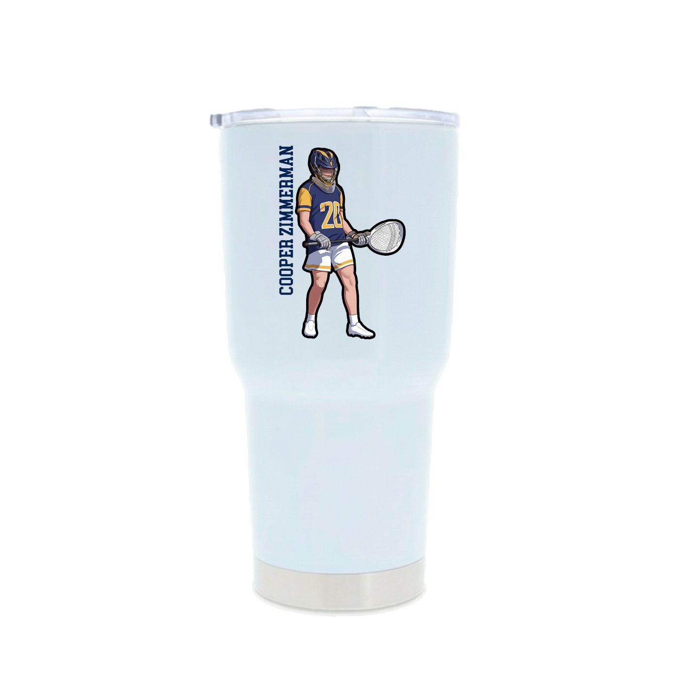 30oz Stainless Steel Tumbler — Name Vertical in White
