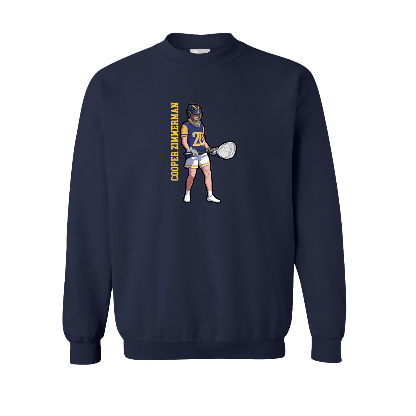 Fleece Crew — Name Vertical in Navy