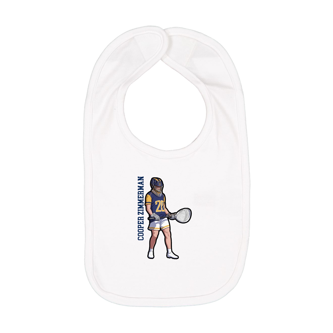 Infant Bib — Name Vertical in White