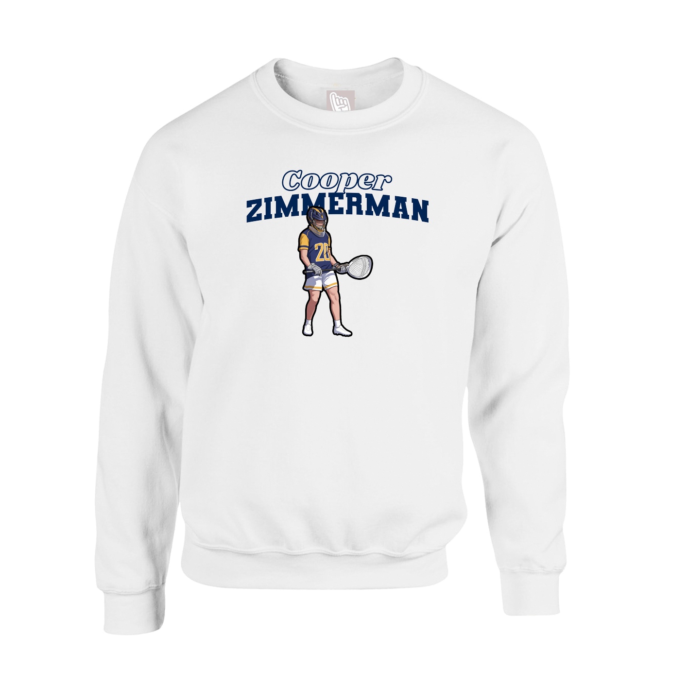 Fleece Crew — Name Arch in White