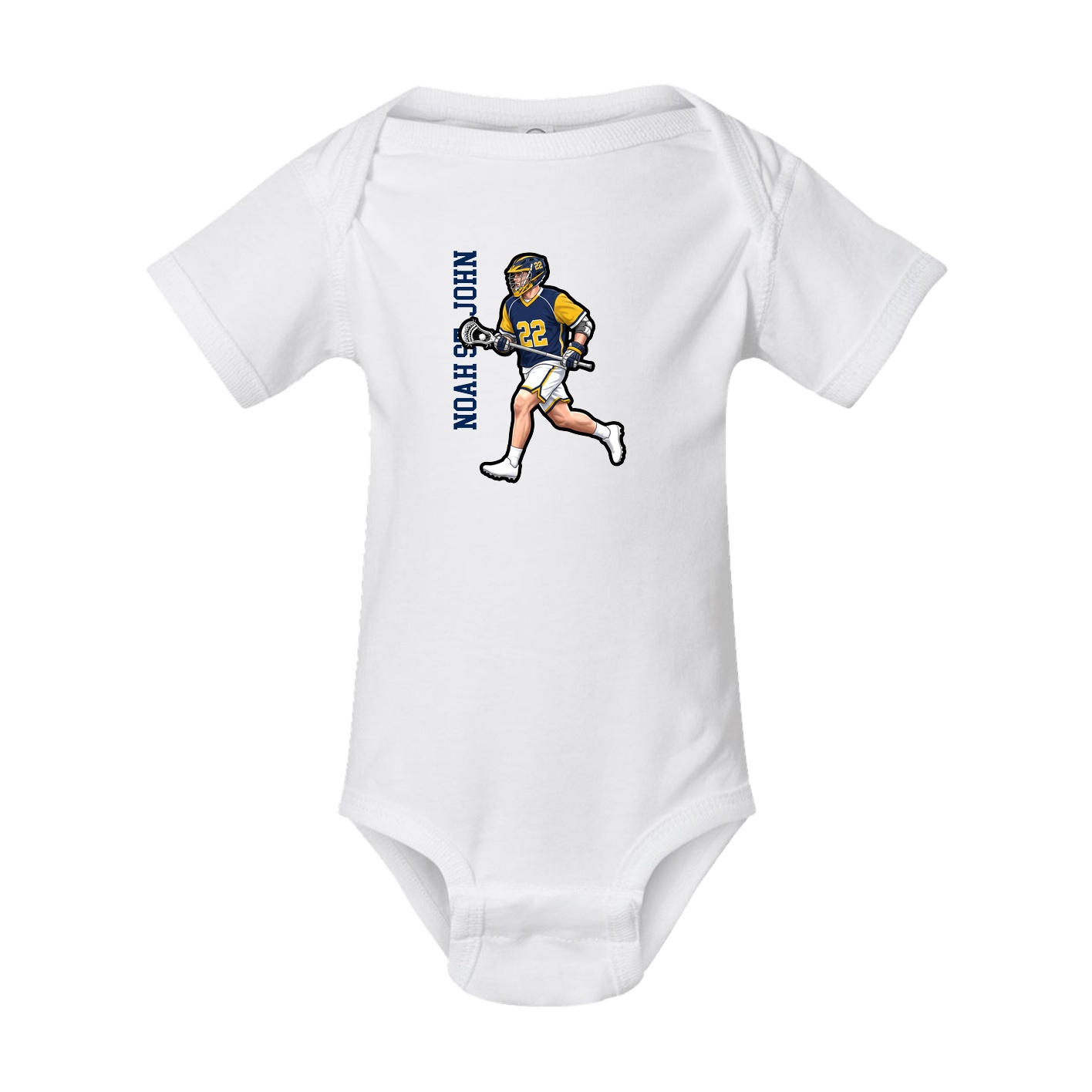 Baby Onesie — Name Vertical in White