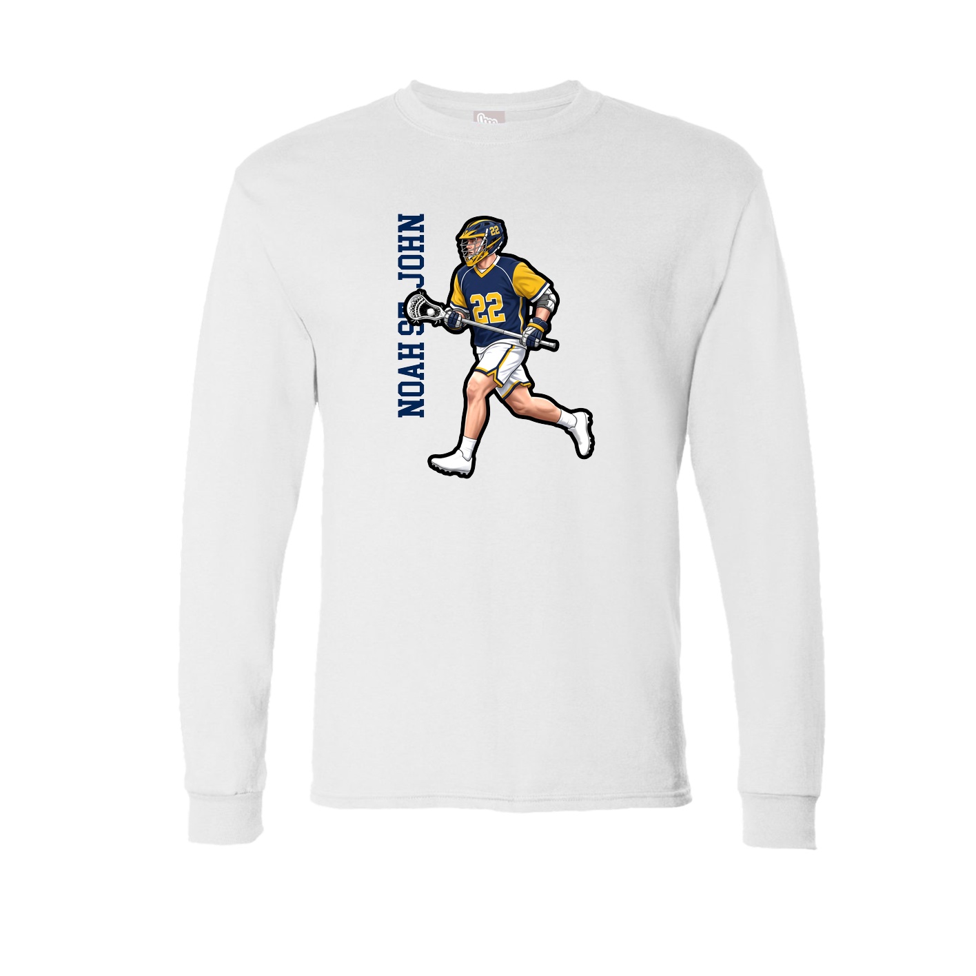 Long Sleeve Tee — Name Vertical in White