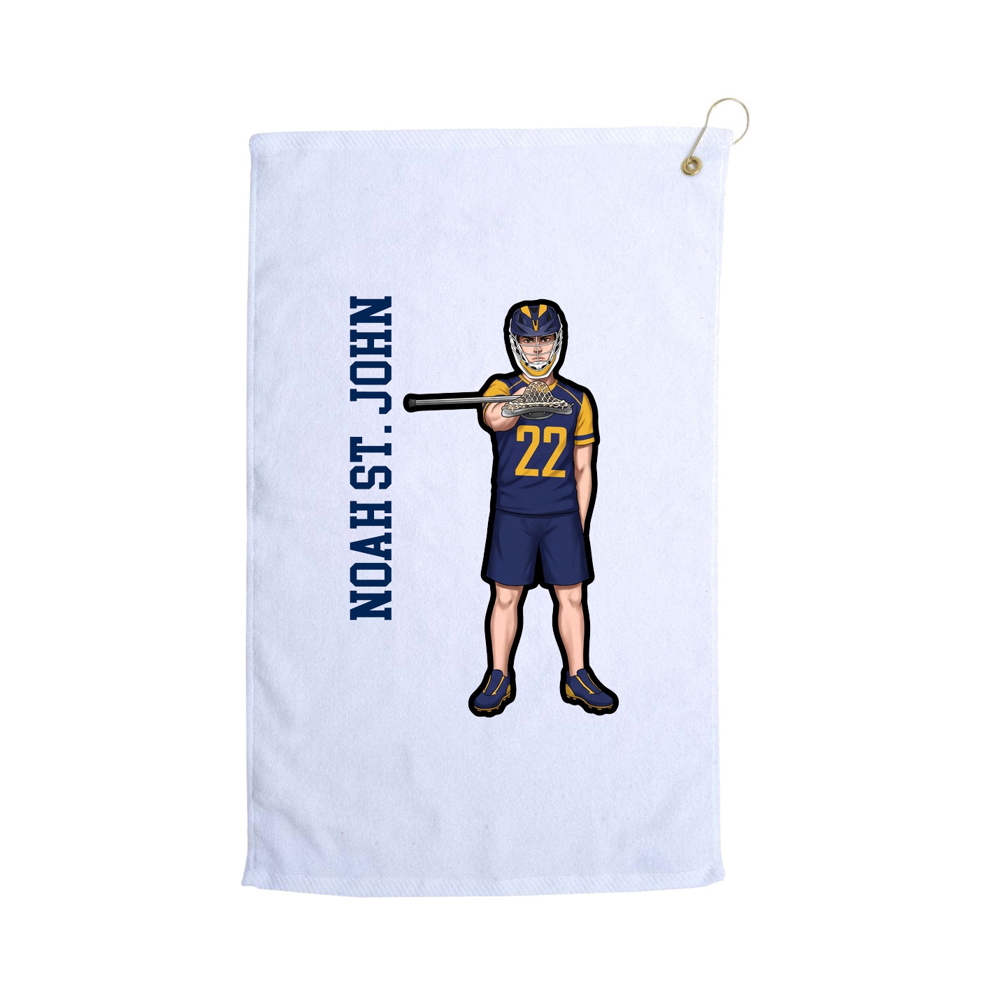 Golf Towel — Name Vertical in White