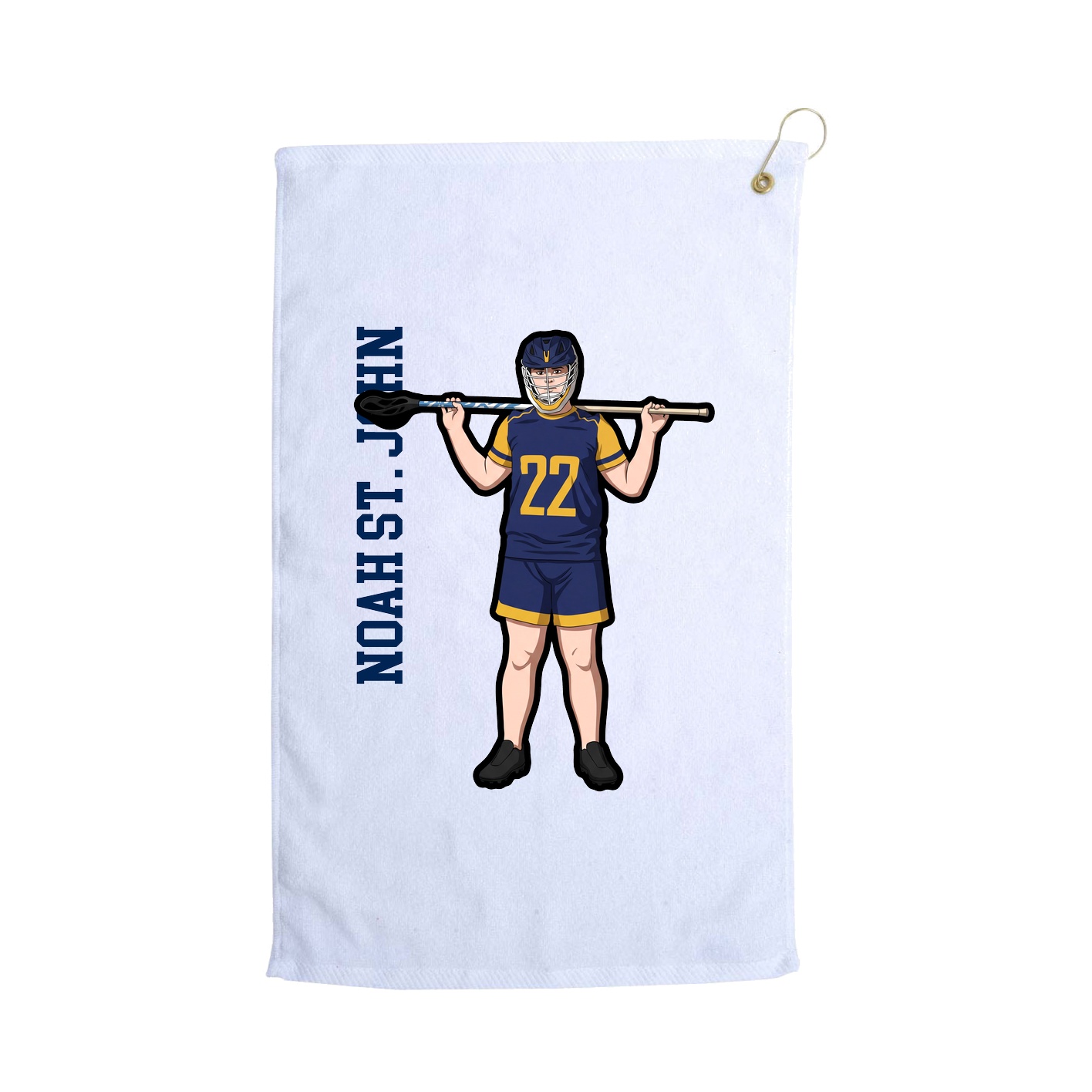 Golf Towel — Name Vertical in White
