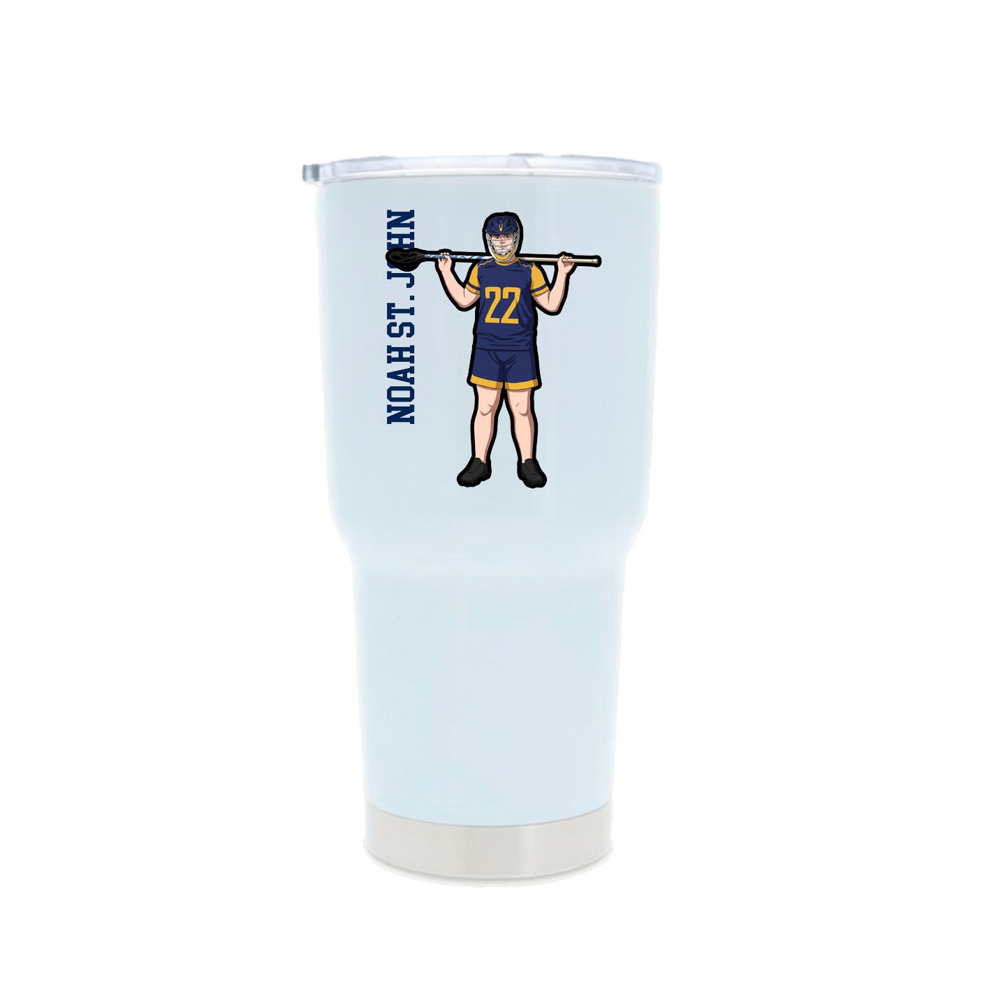 30oz Stainless Steel Tumbler — Name Vertical in White