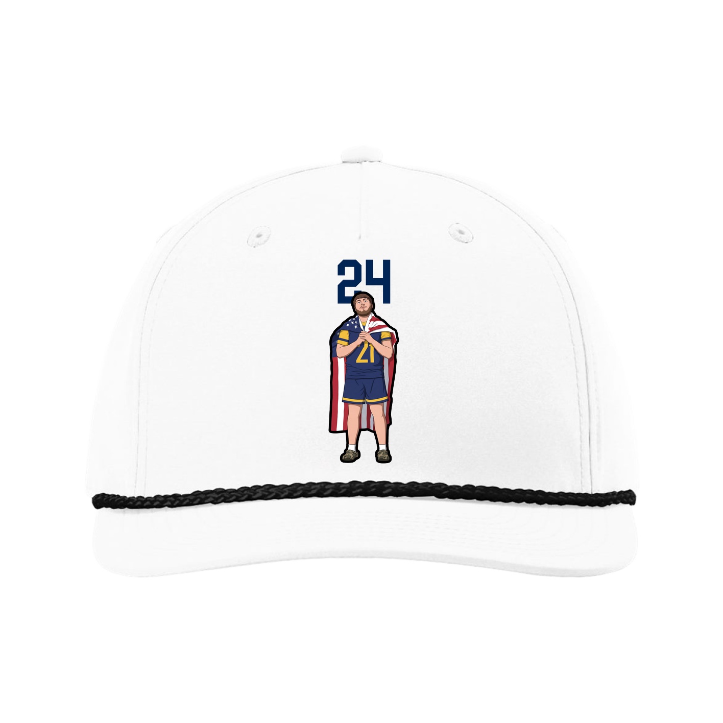 Five-Panel Classic Rope Cap — Number Top in White