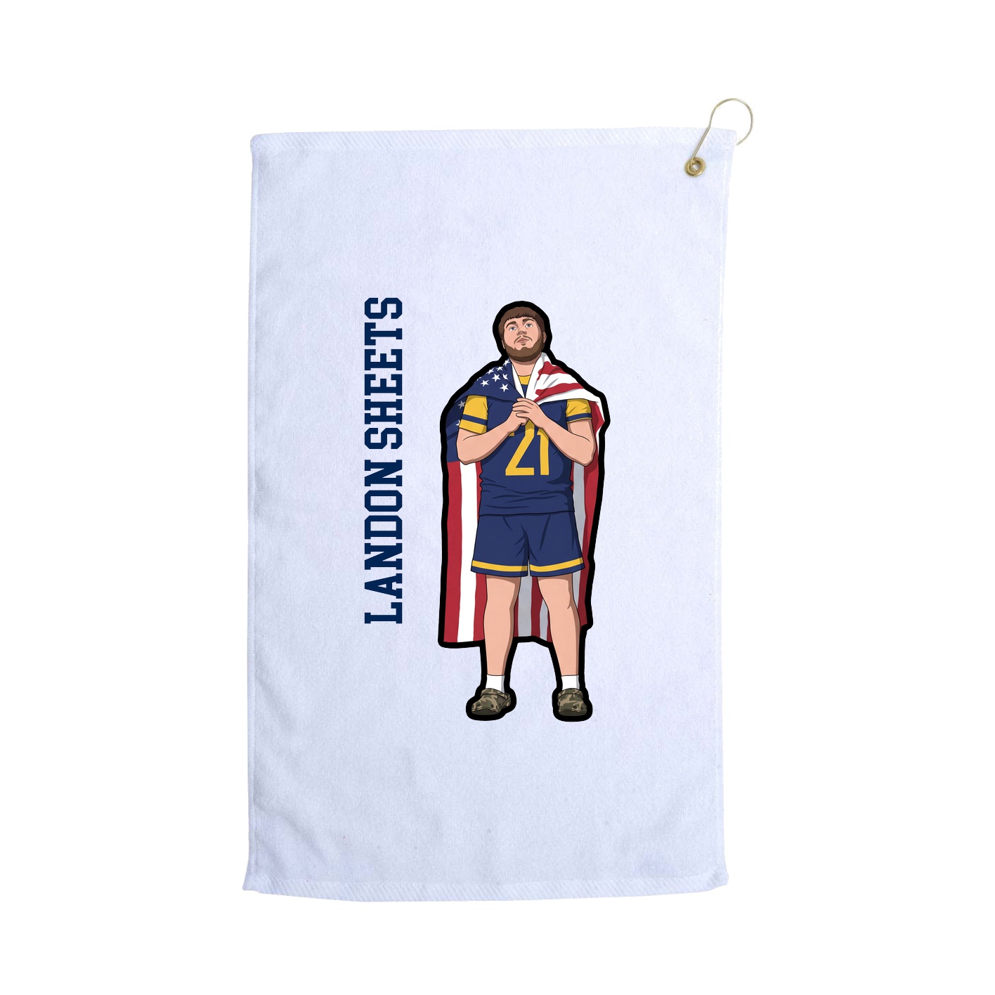 Golf Towel — Name Vertical in White