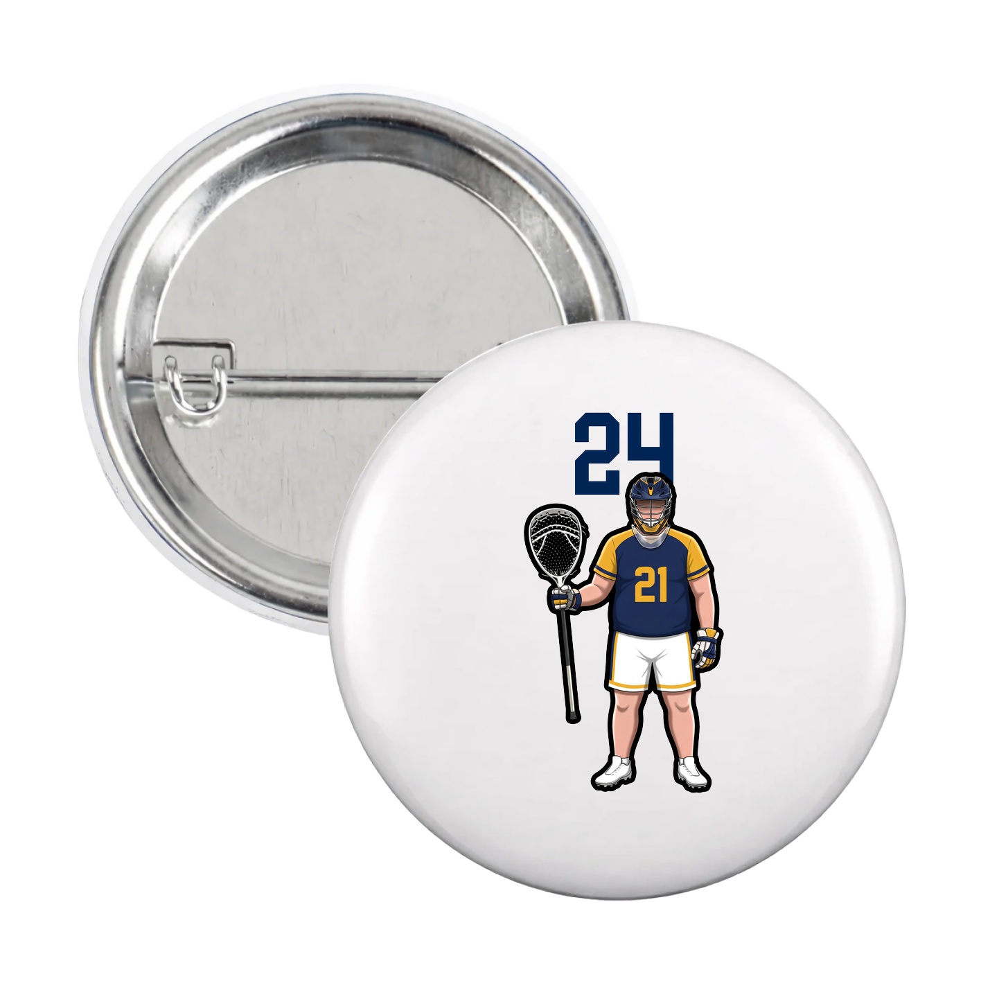 Game Day Button — Number Top in White