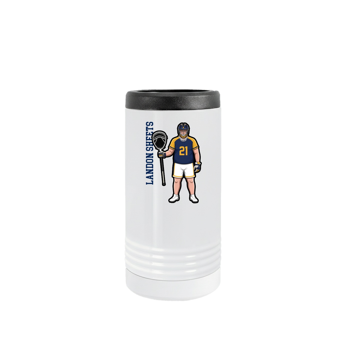 Slim Beverage Holder — Name Vertical in White