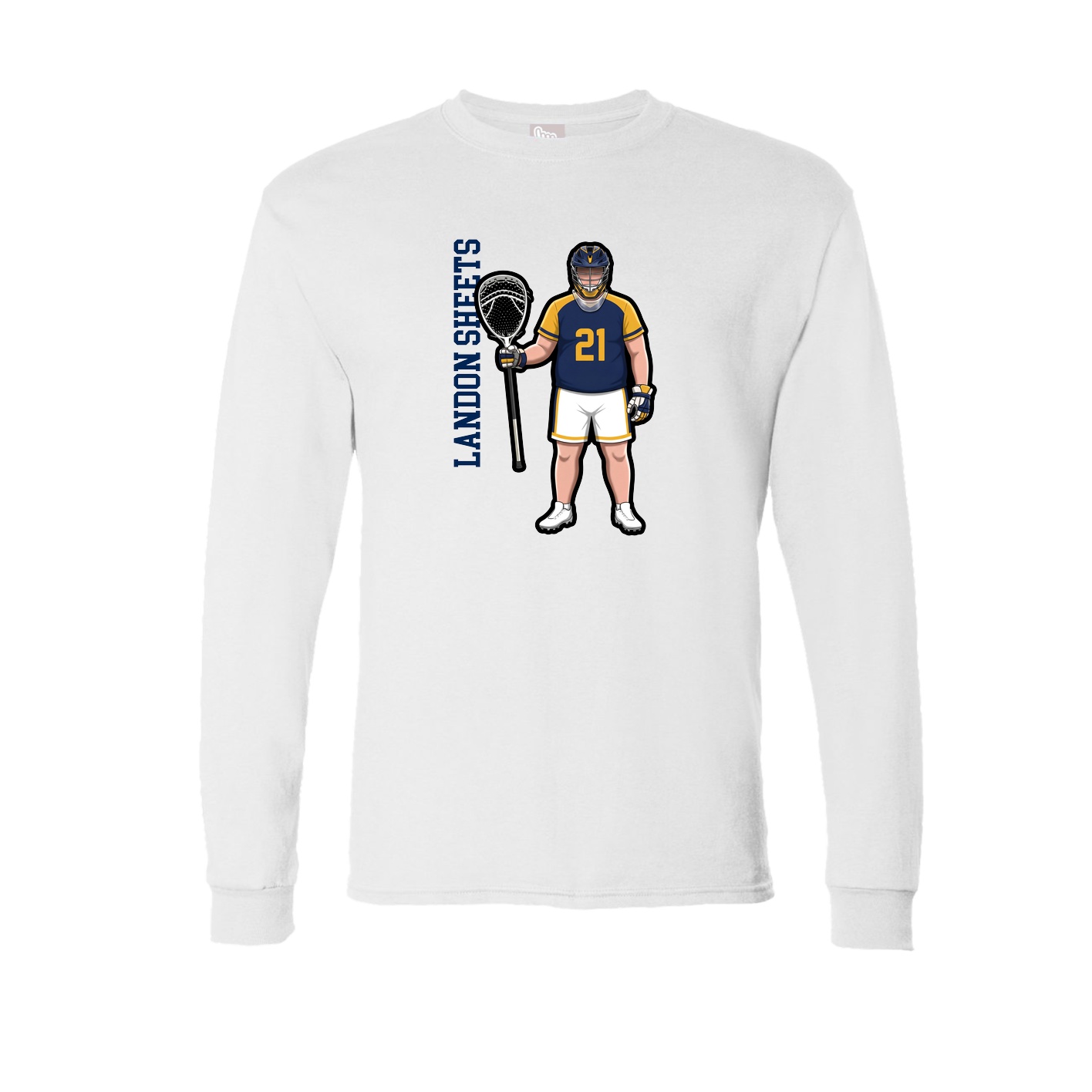 Long Sleeve Tee — Name Vertical in White