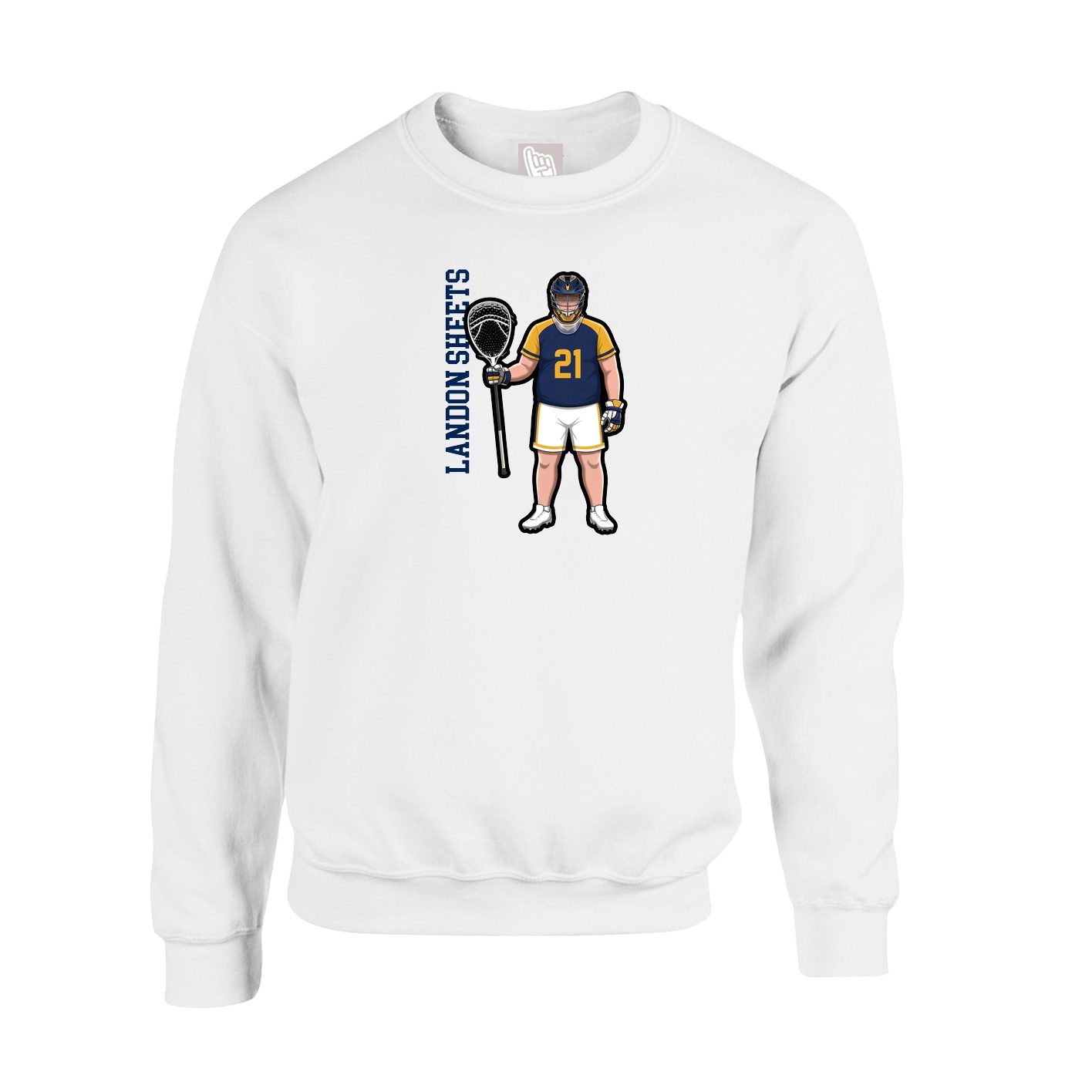 Fleece Crew — Name Vertical in White