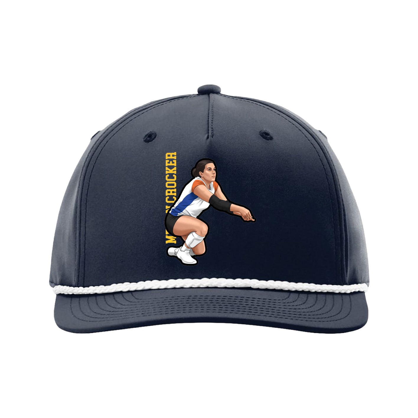 Five-Panel Classic Rope Cap — Name Vertical in Navy
