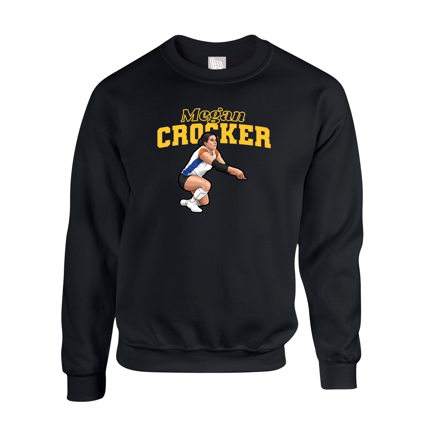 Fleece Crew — Name Arch in Black