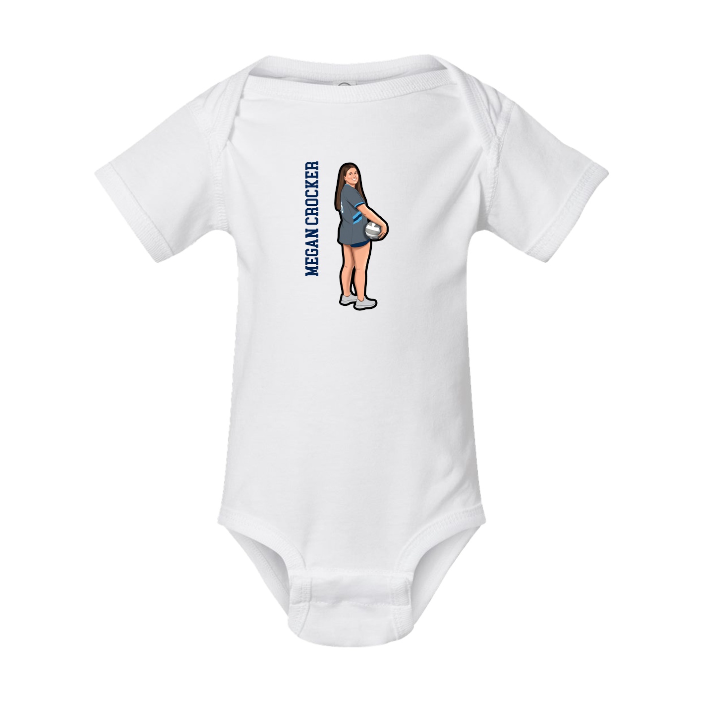 Baby Onesie — Name Vertical in White