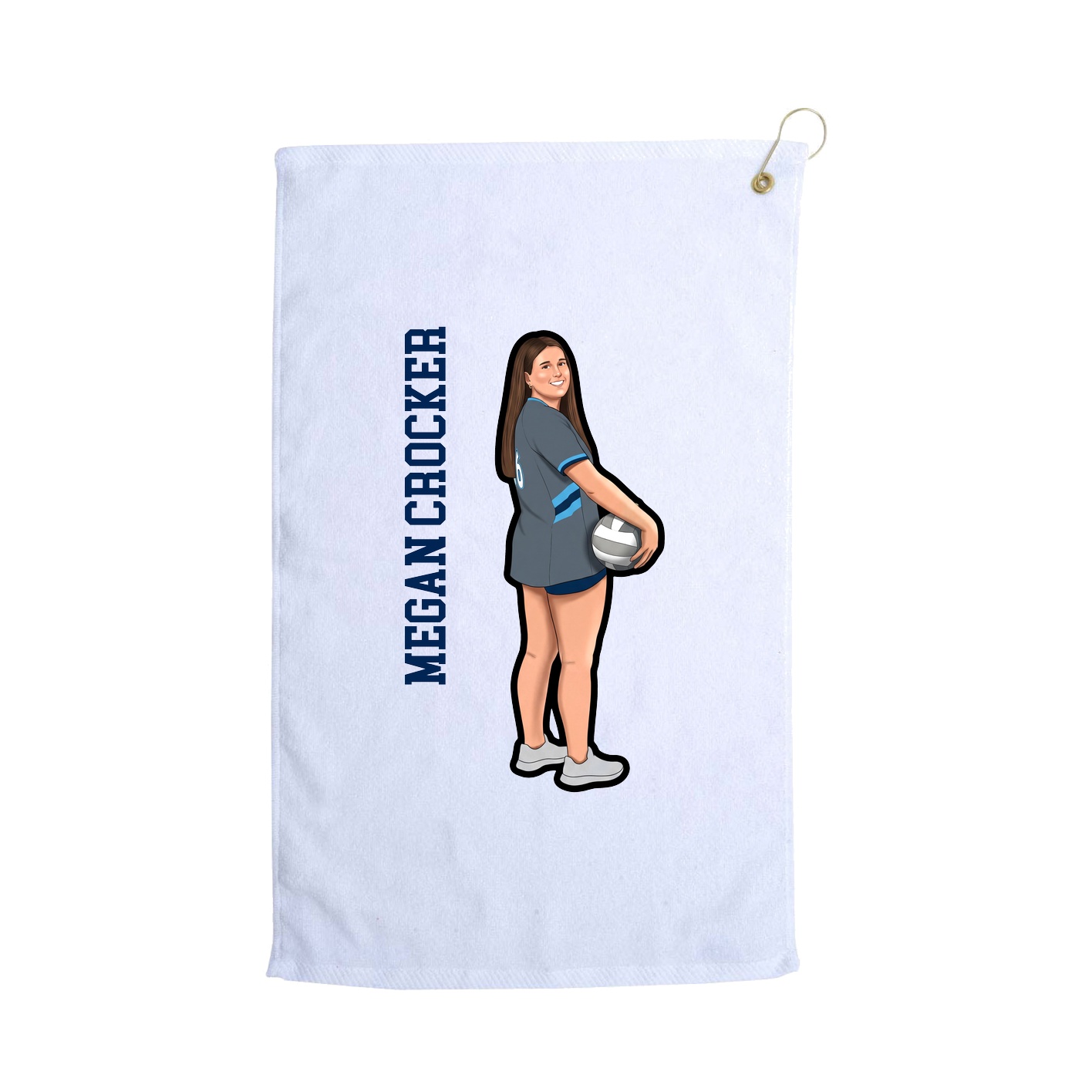 Golf Towel — Name Vertical in White