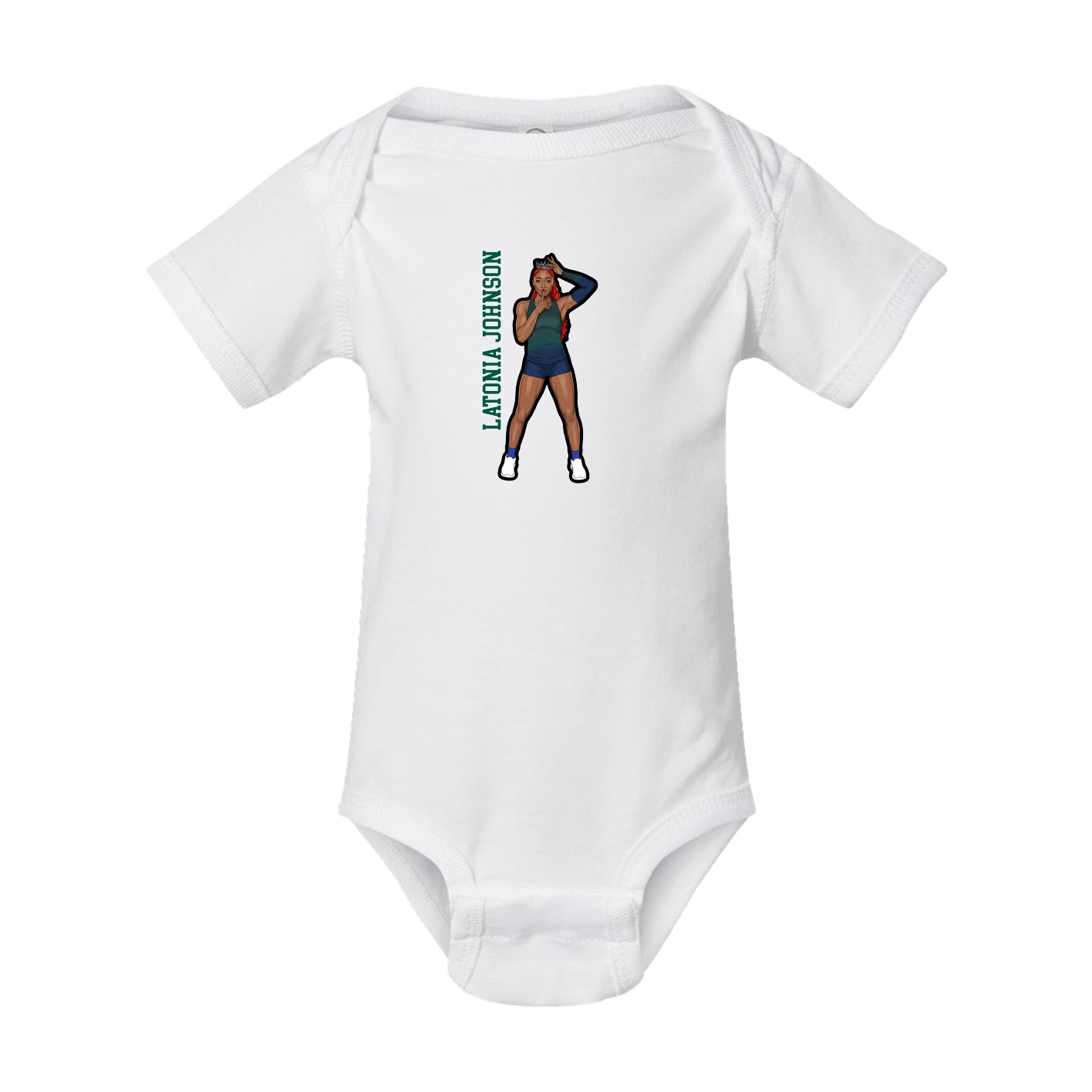 Baby Onesie — Name Vertical in White