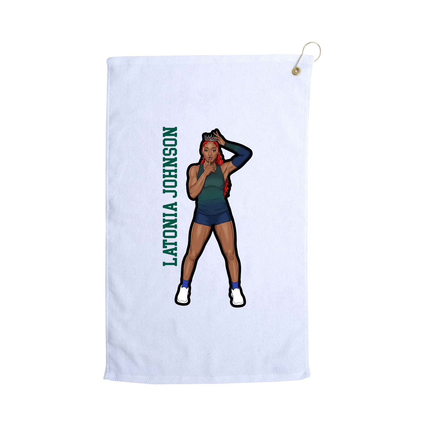 Golf Towel — Name Vertical in White