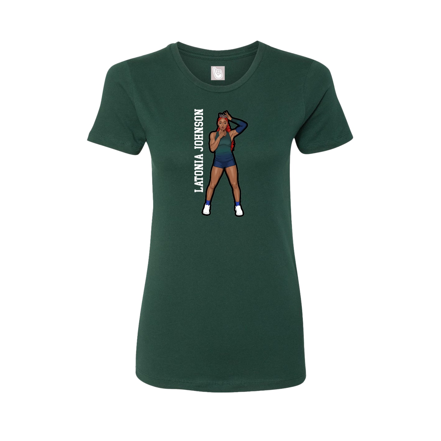Fitted Women's Tee — Name Vertical in Green