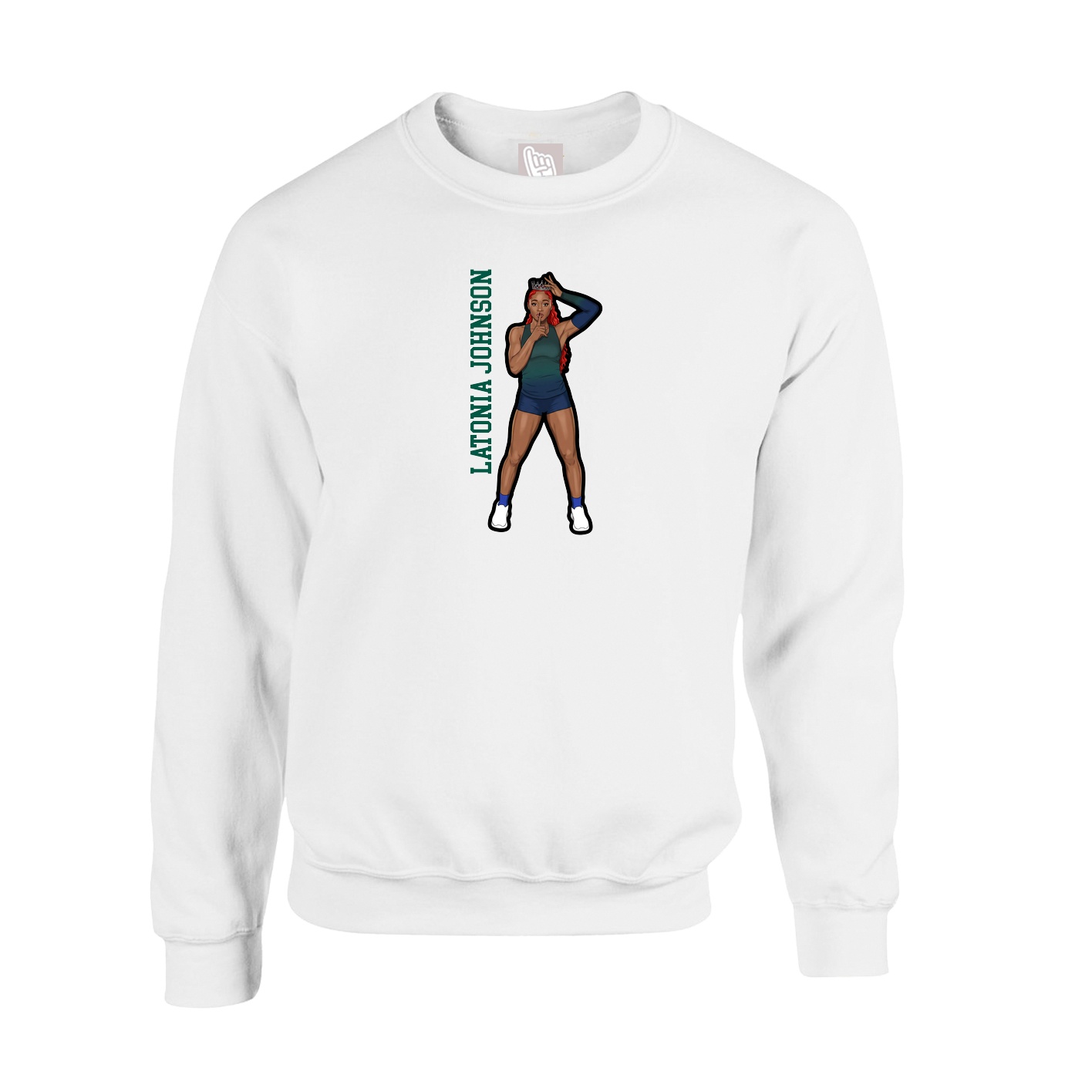 Fleece Crew — Name Vertical in White