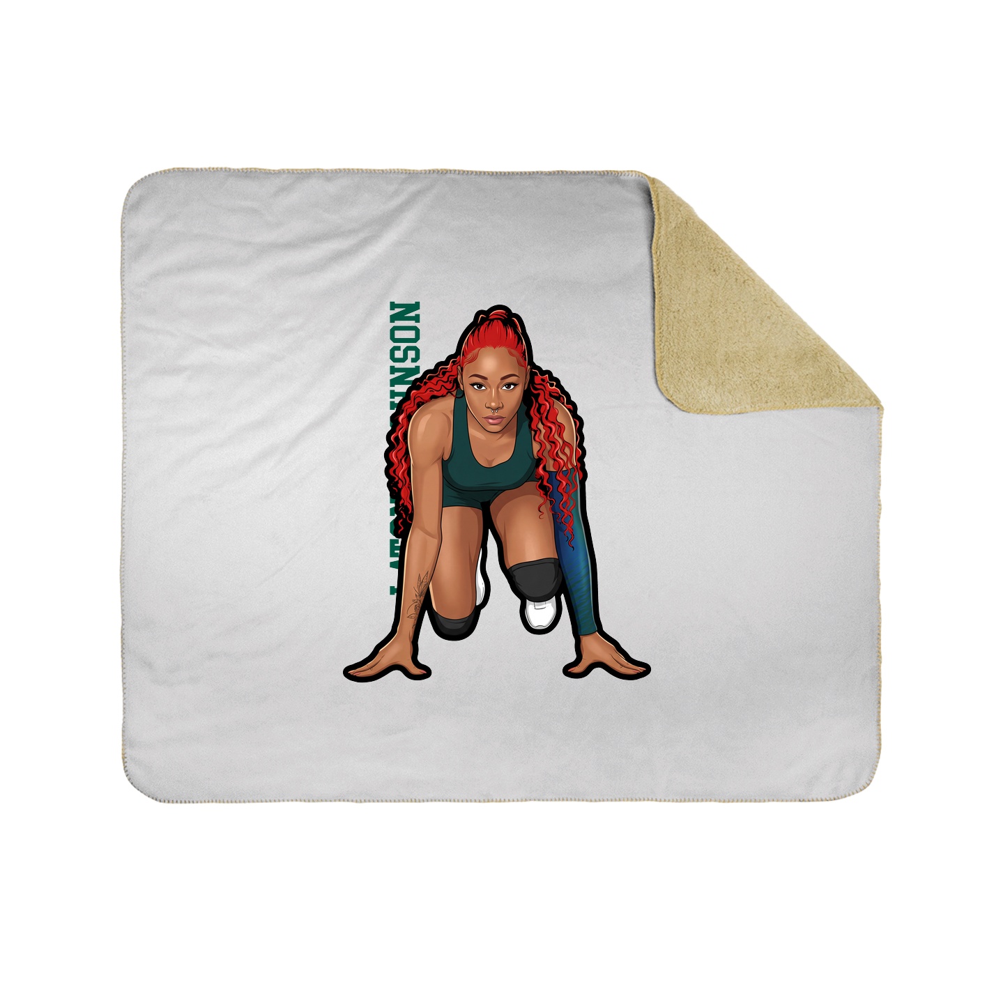Throw Blanket — Name Vertical in White