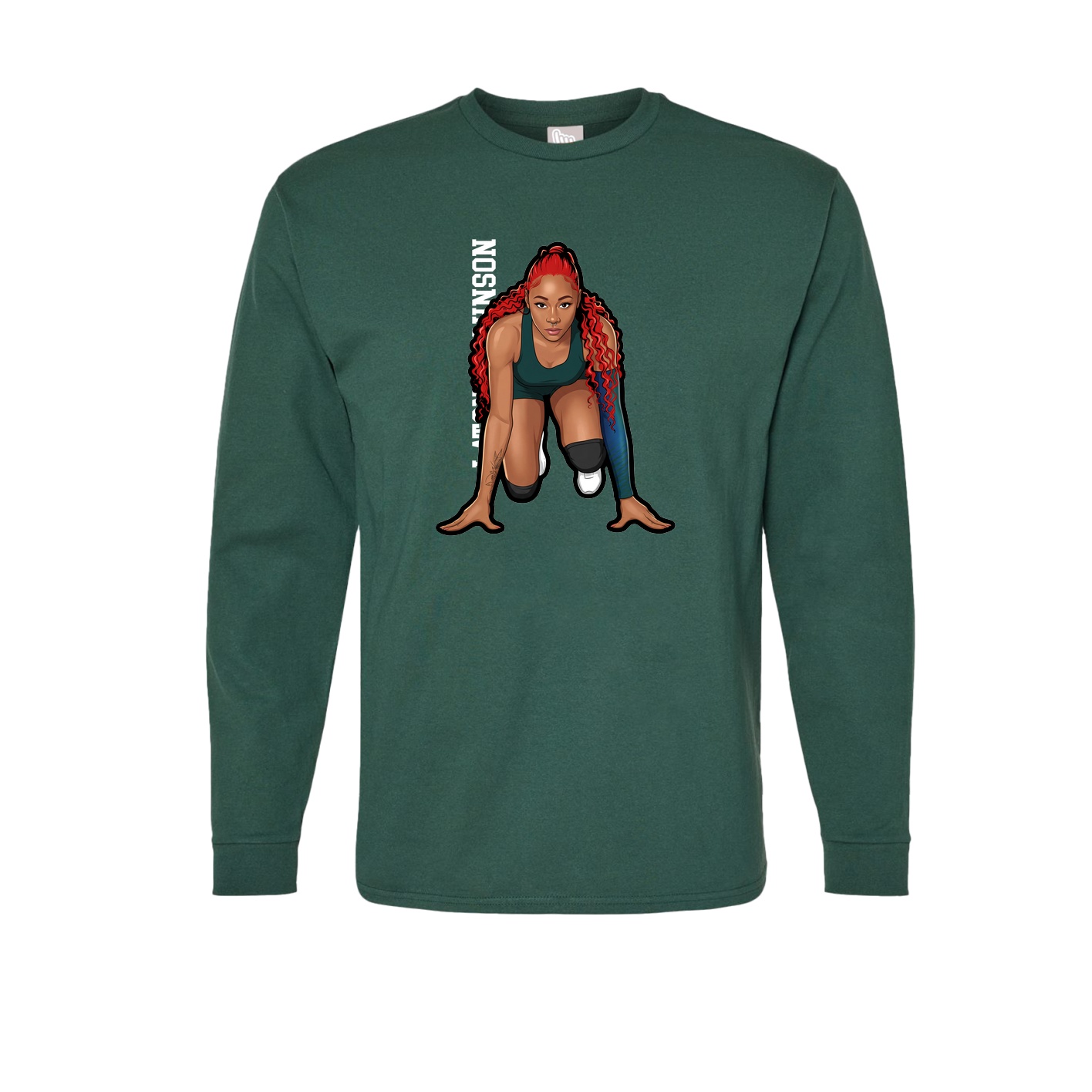 Long Sleeve Tee — Name Vertical in Green