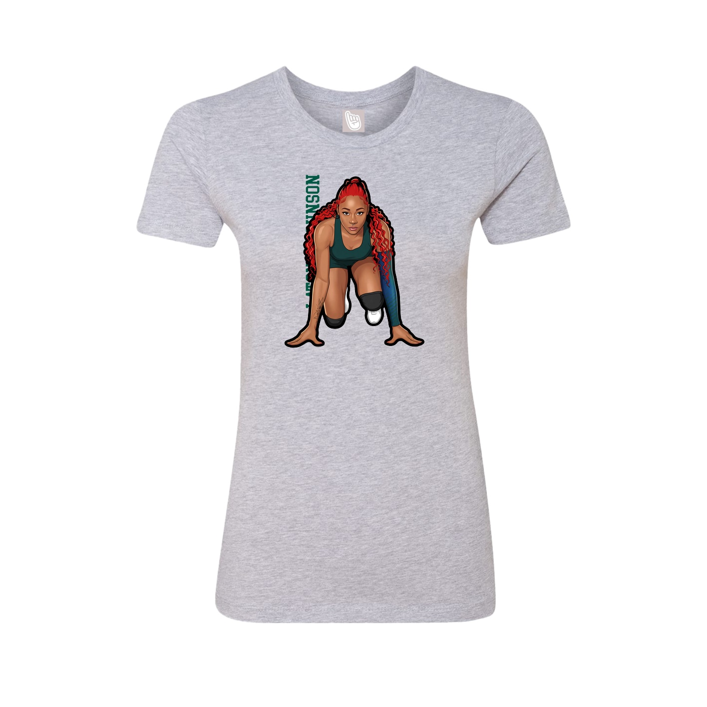 Fitted Women's Tee — Name Vertical in Grey