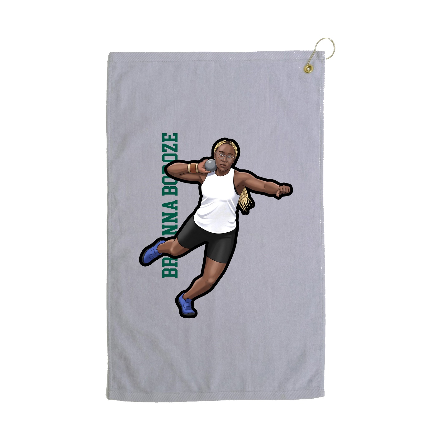 Golf Towel — Name Vertical in Grey