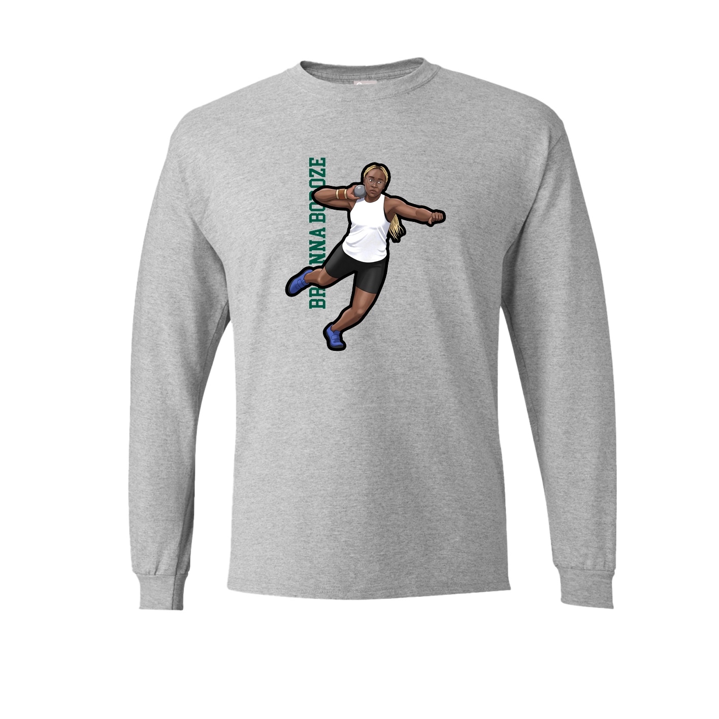 Long Sleeve Tee — Name Vertical in Grey
