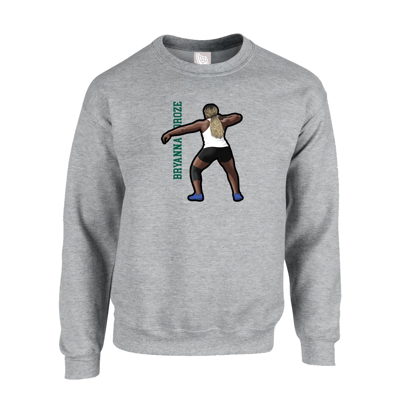 Fleece Crew — Name Vertical in Grey
