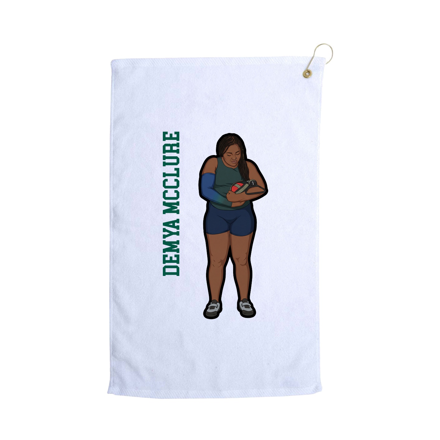 Golf Towel — Name Vertical in White
