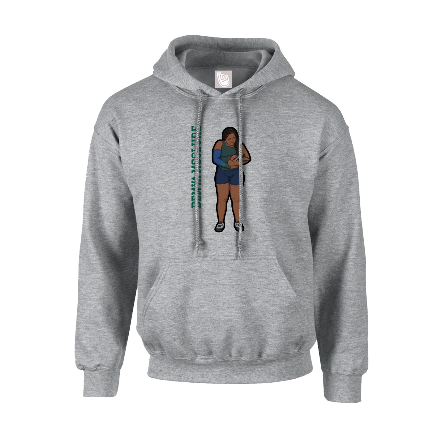 Youth Hoodie — Name Vertical in Grey