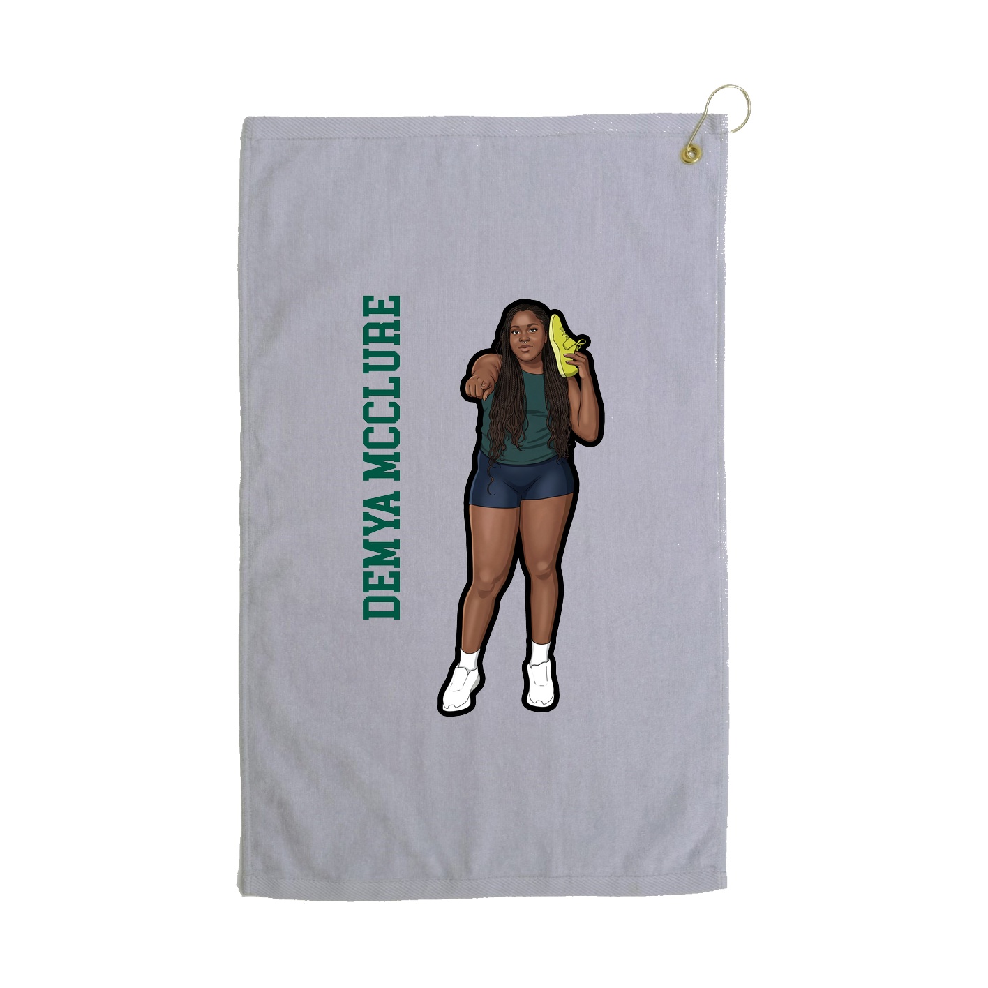Golf Towel — Name Vertical in Grey