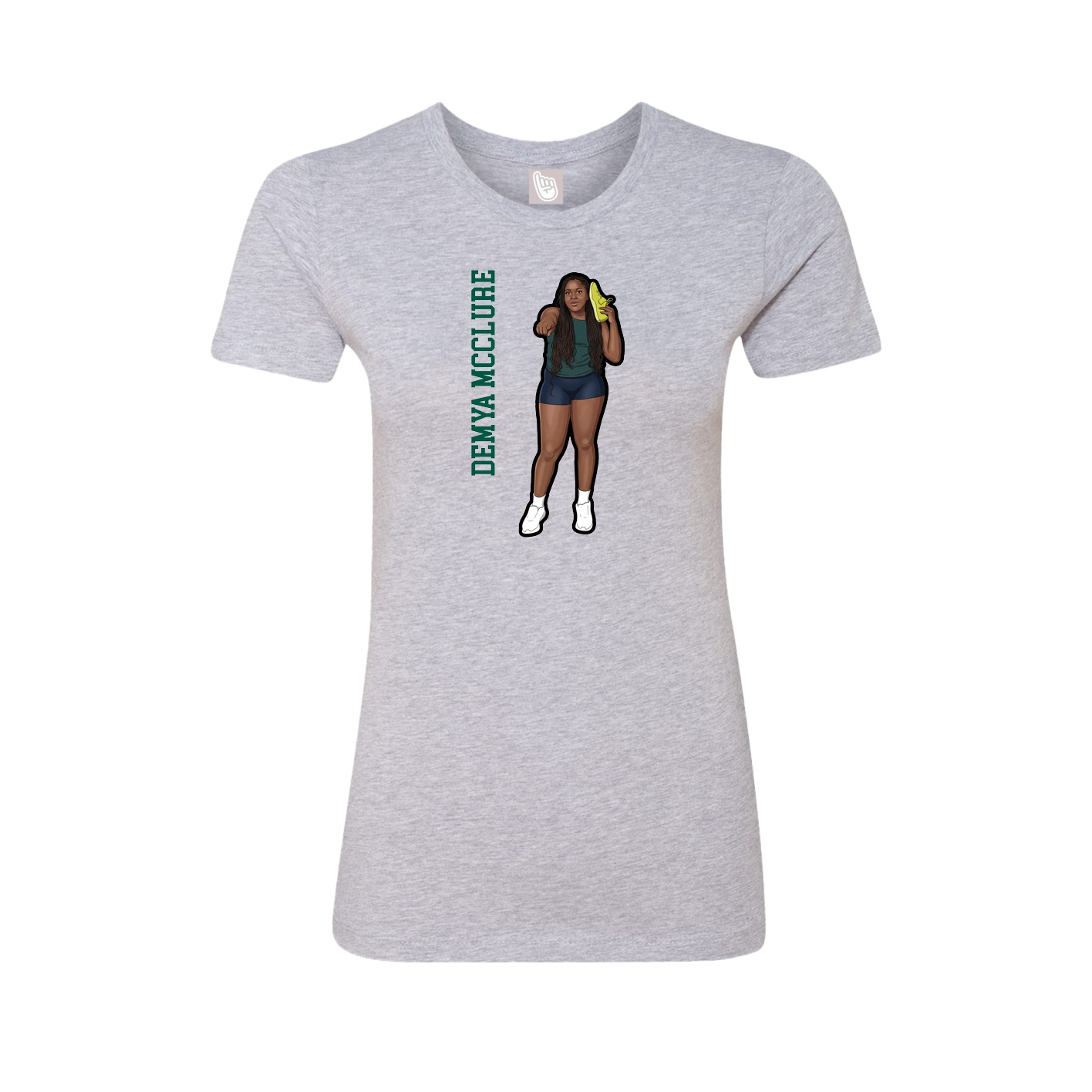 Fitted Women's Tee — Name Vertical in Grey
