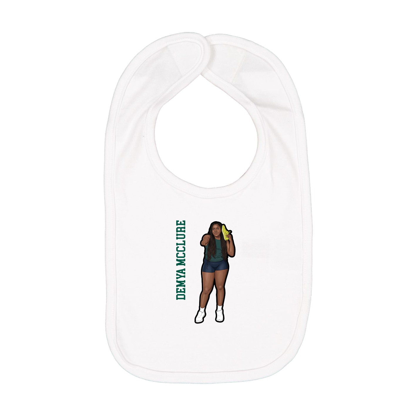Infant Bib — Name Vertical in White
