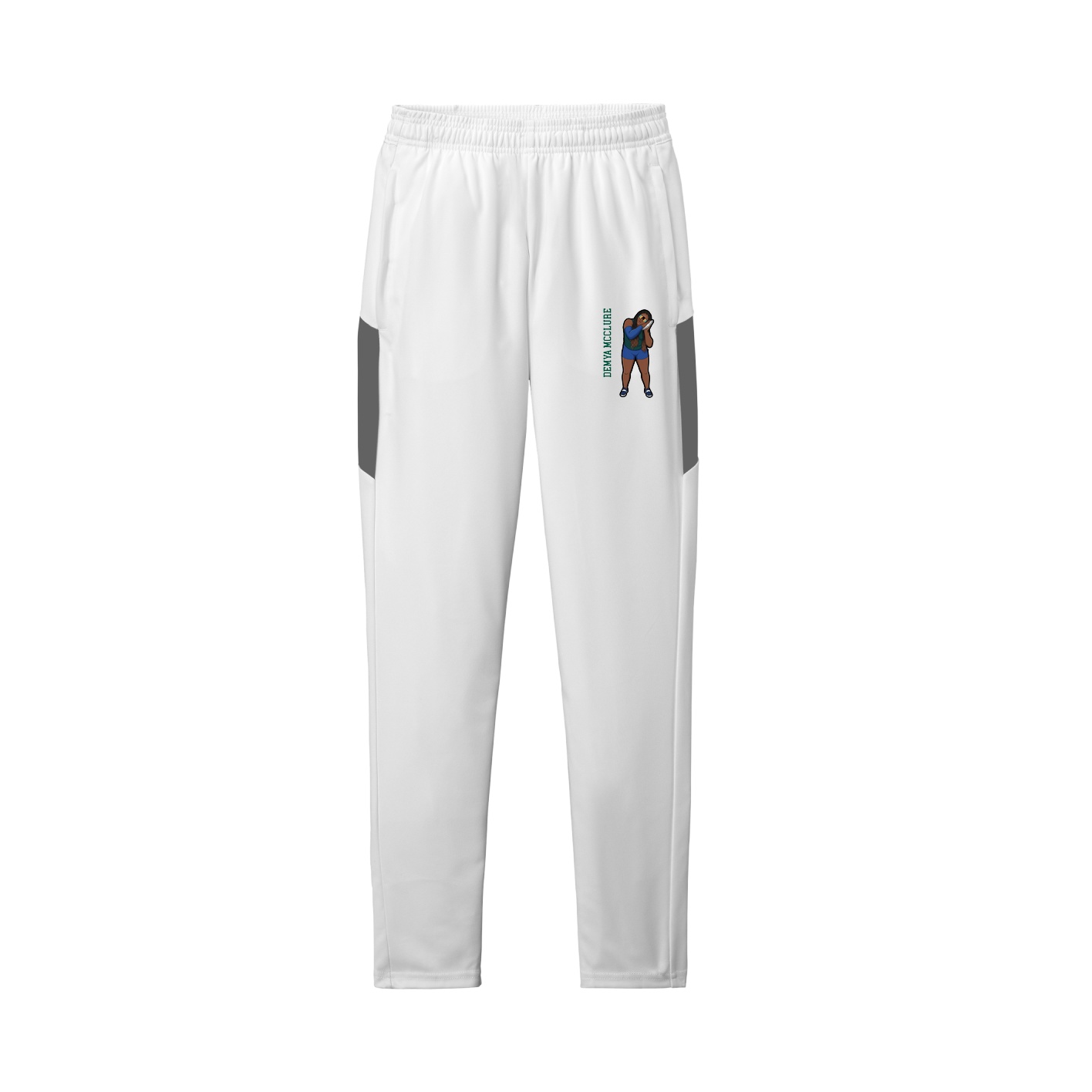 Team Travel Pant — Name Vertical in White/Grey