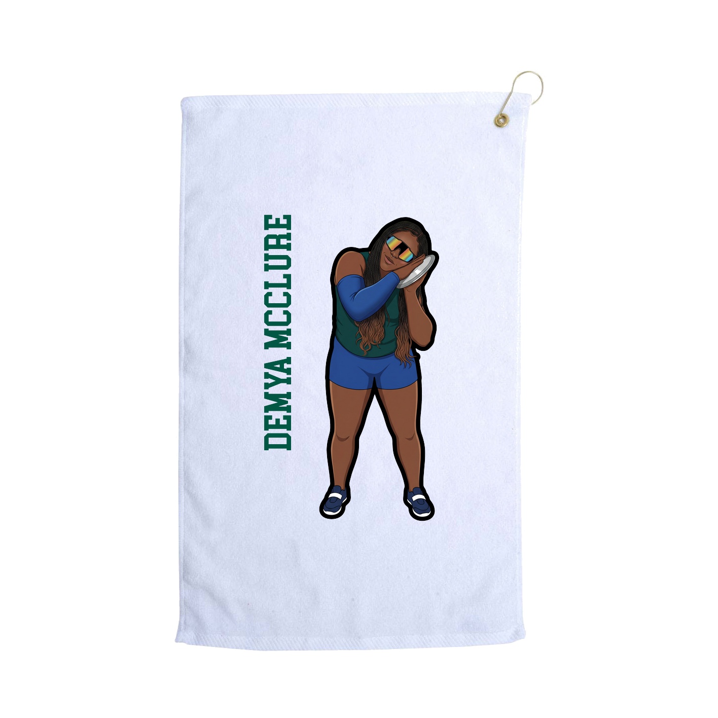 Golf Towel — Name Vertical in White