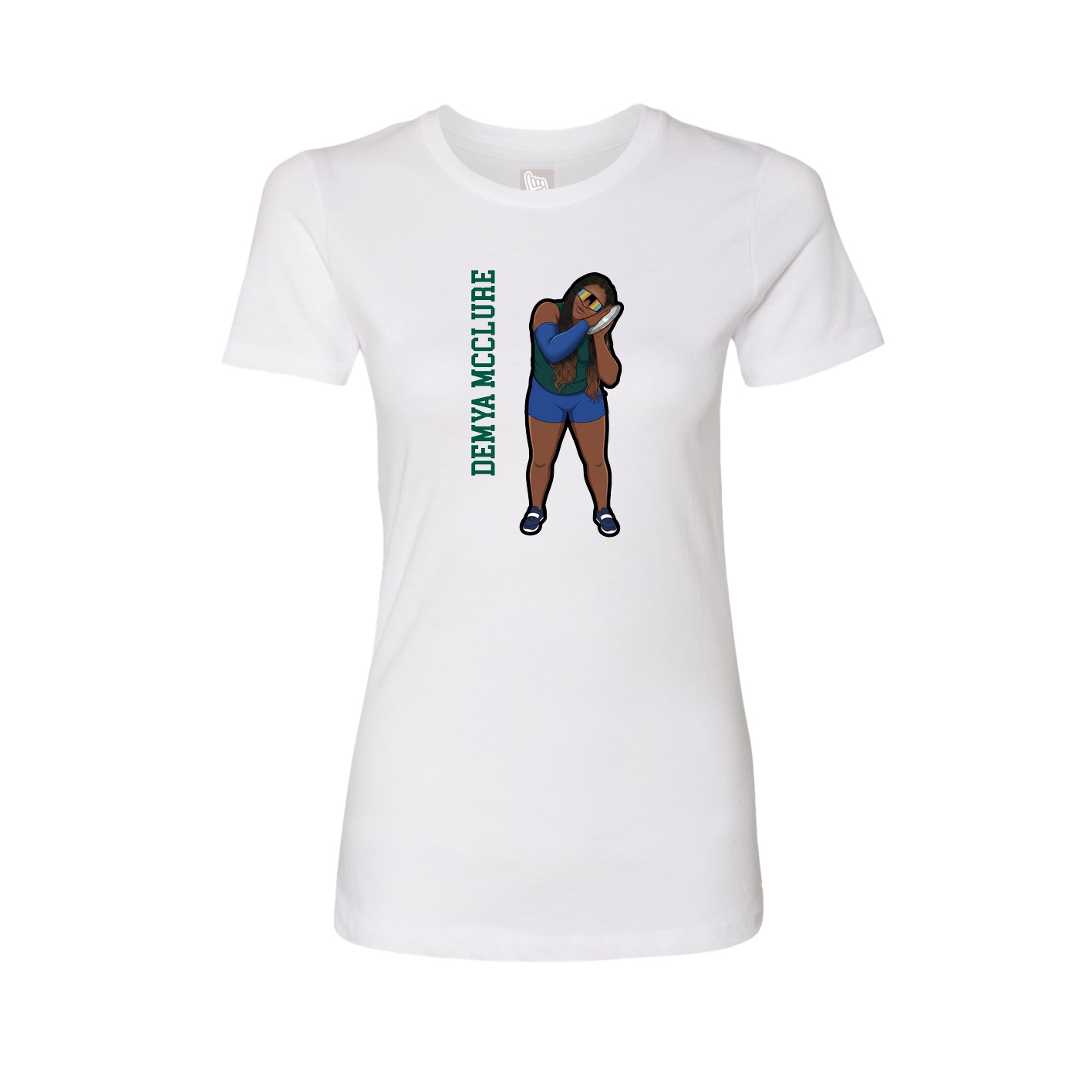Fitted Women's Tee — Name Vertical in White