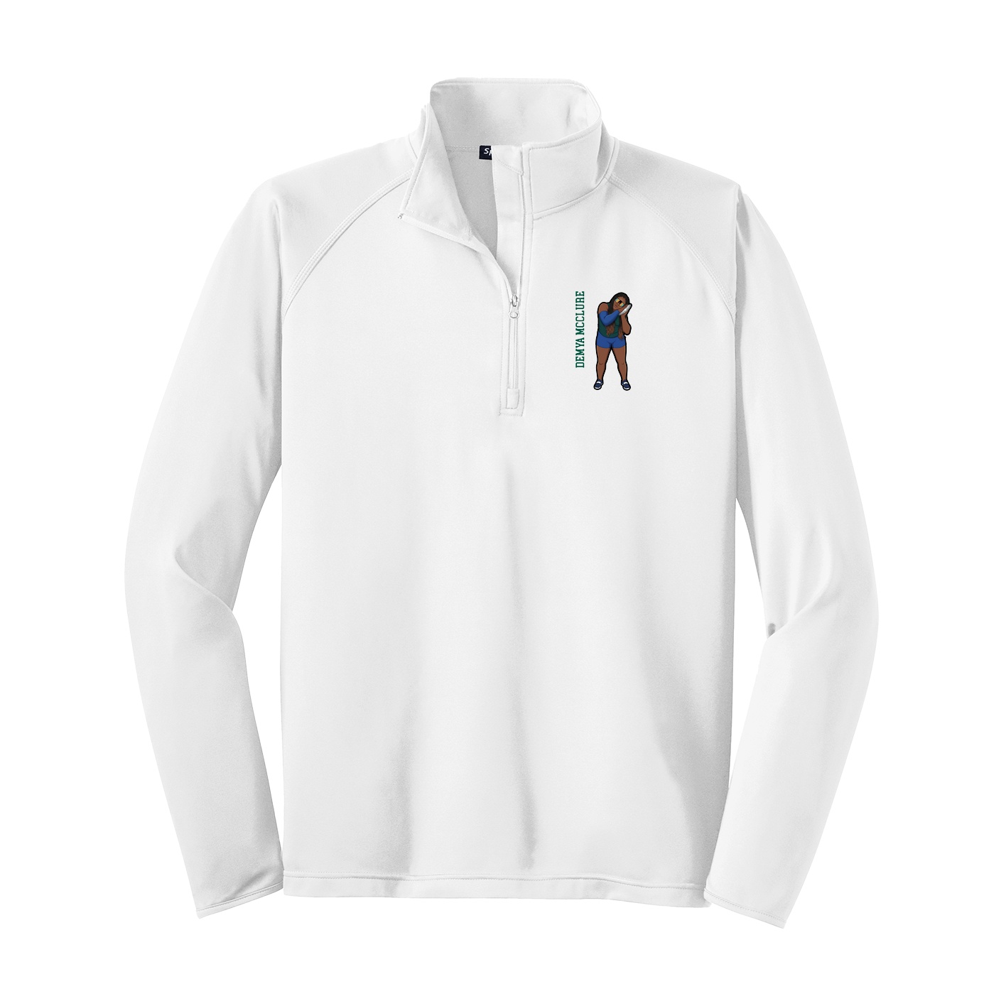 Q-Zip Pullover — Name Vertical in White