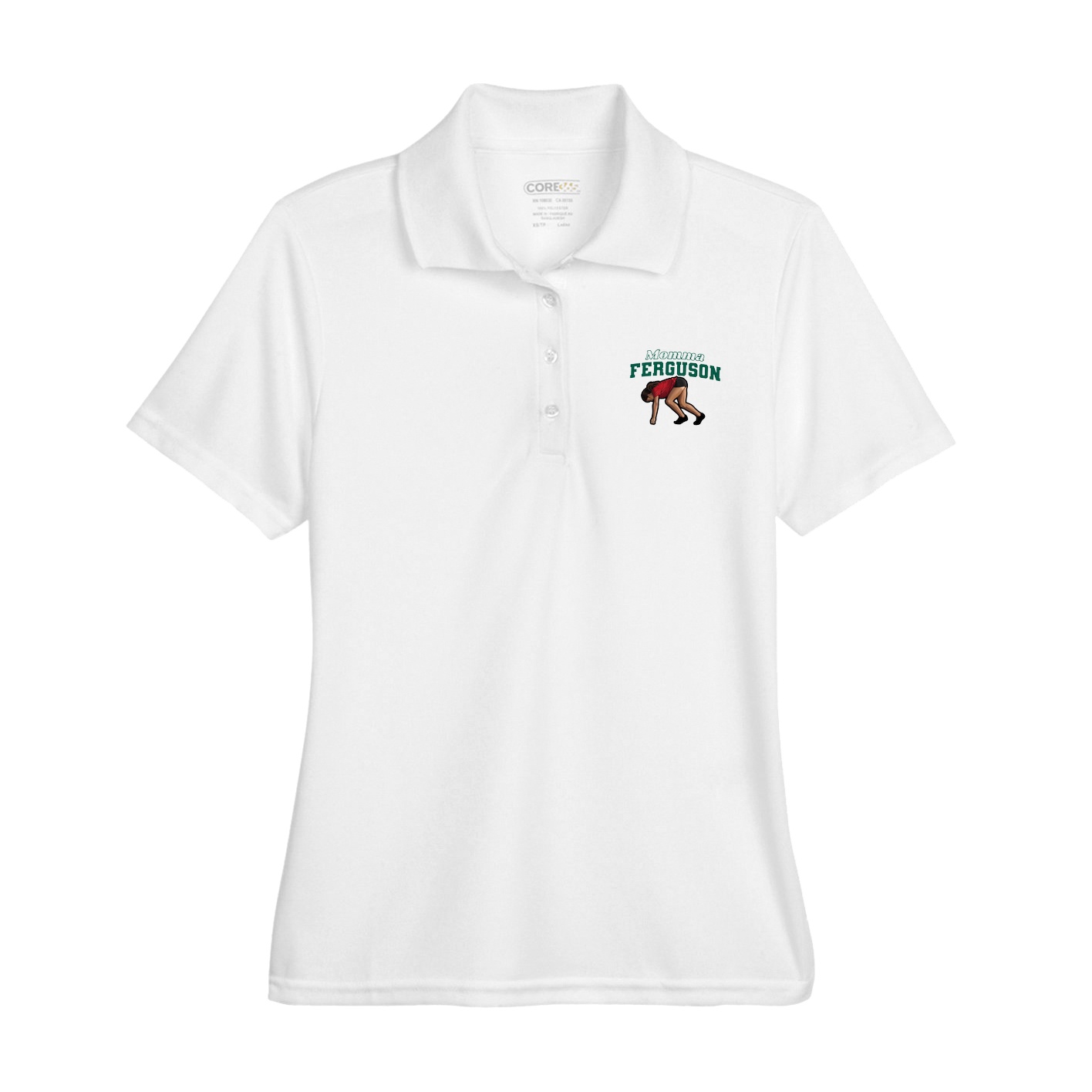 Womens Performance Polo — Mothers Day Block in White