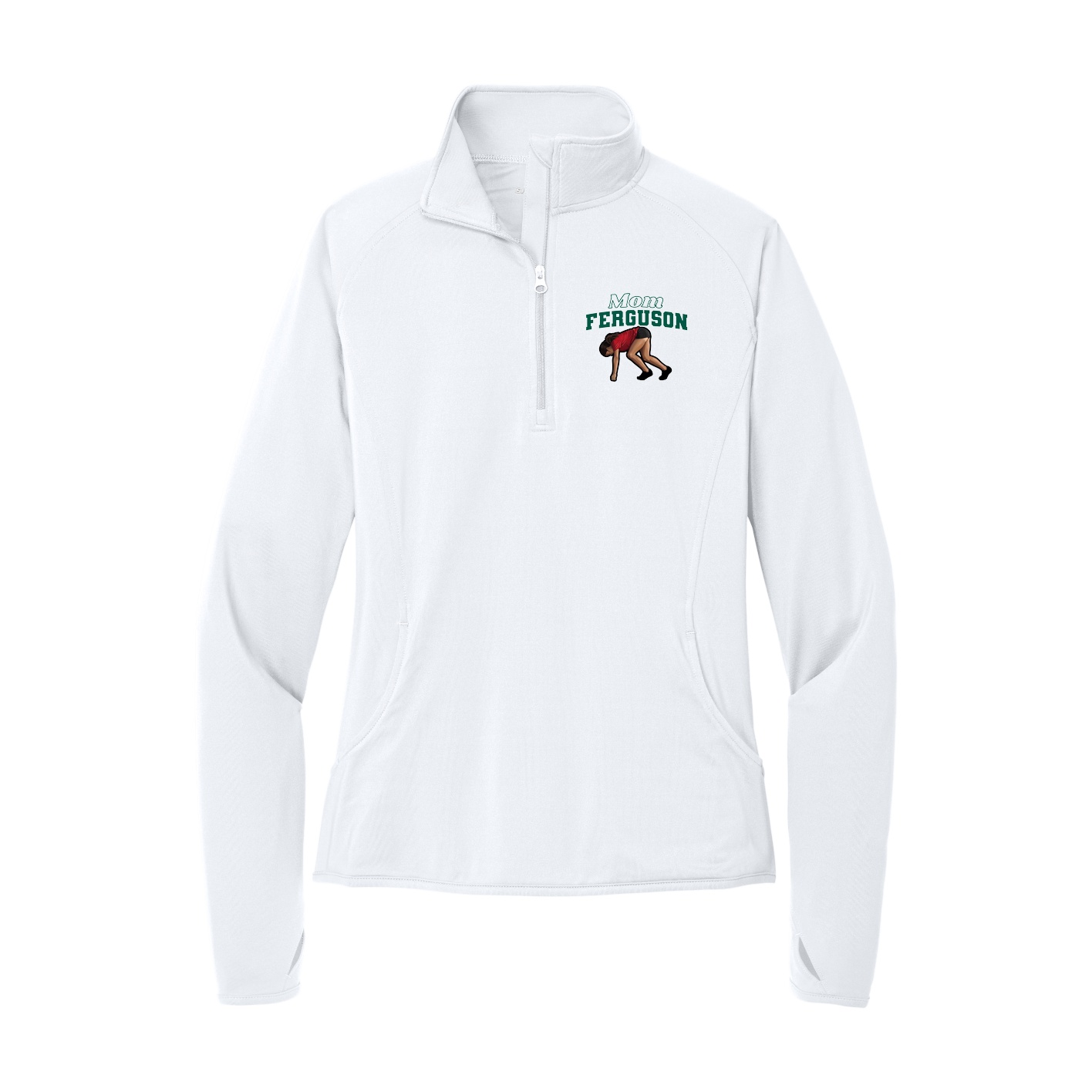 Women's Q-Zip Pullover — Mothers Day Block in White