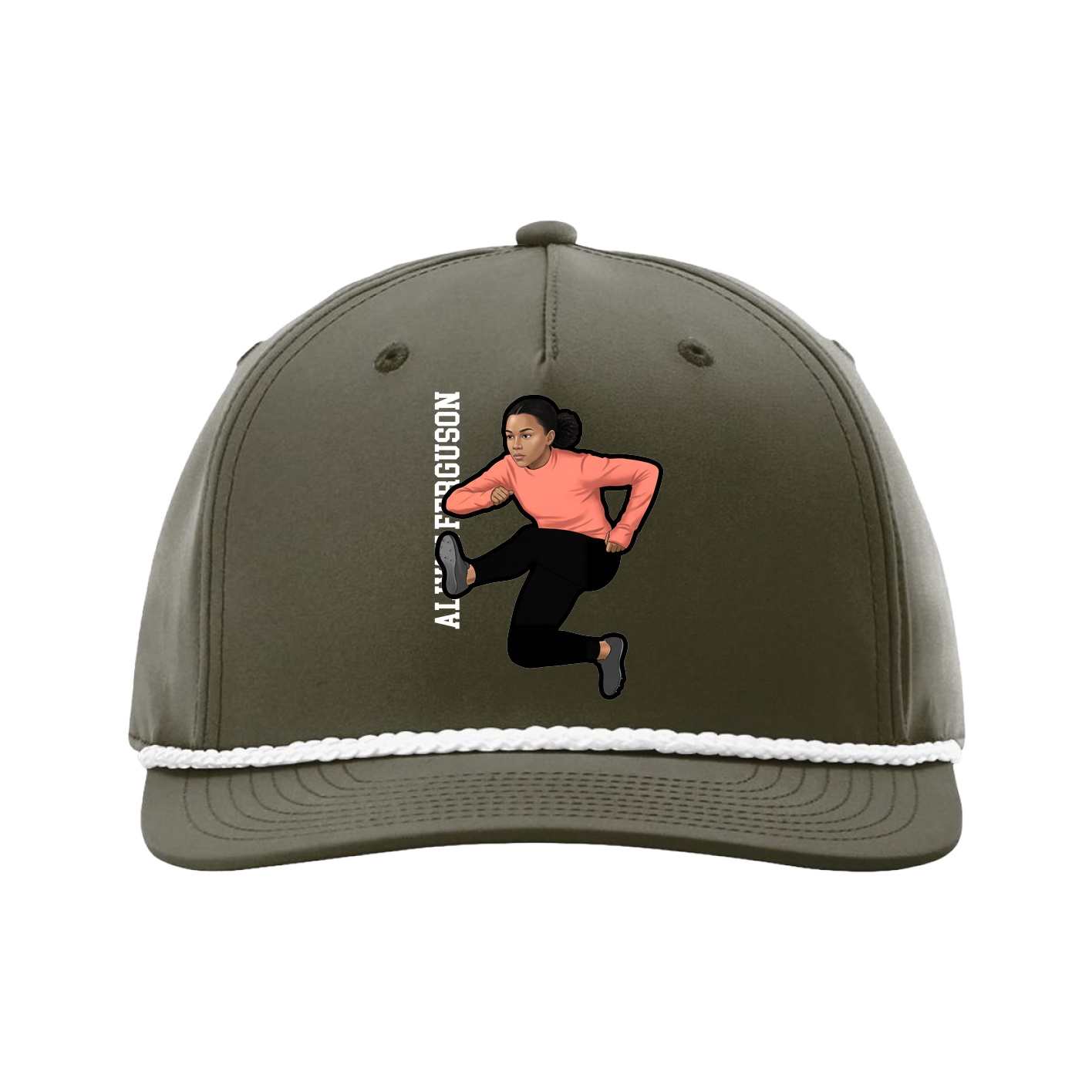 Five-Panel Classic Rope Cap — Name Vertical in Green