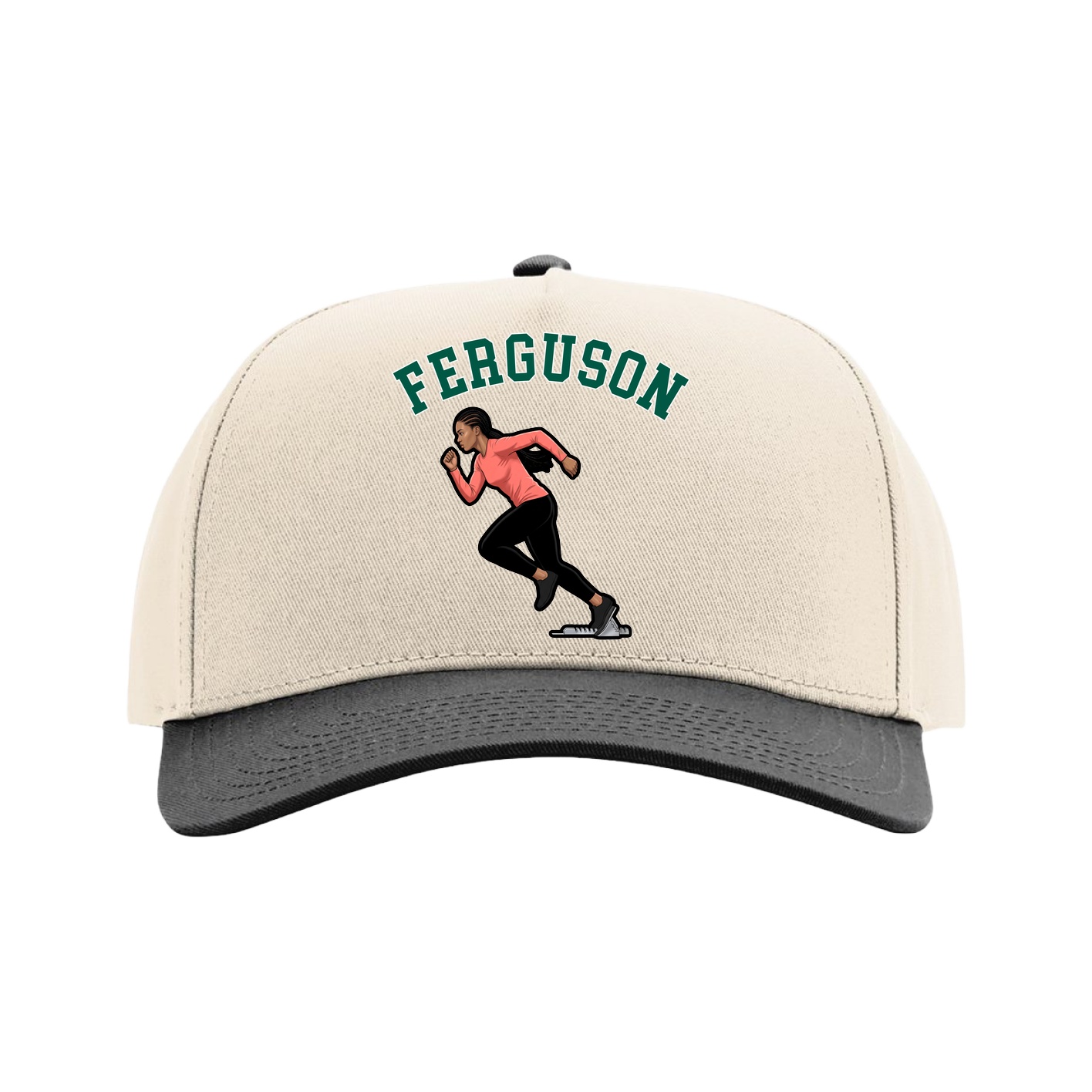 Full Fabric Five-Panel Champ Cap — Shirsey Arch in Cream/Black