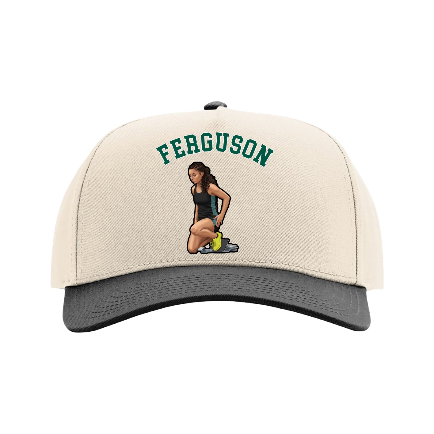 Full Fabric Five-Panel Champ Cap — Shirsey Arch in Cream/Black