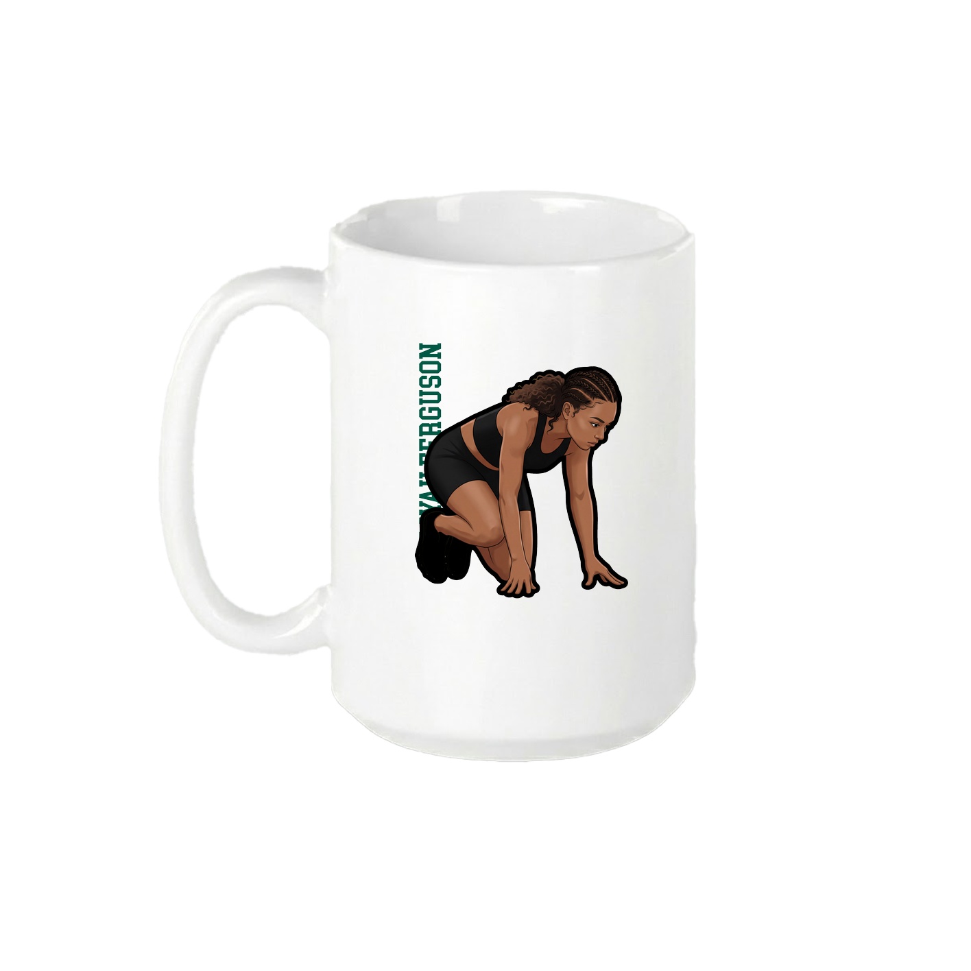 15oz Coffee Mug — Name Vertical in White
