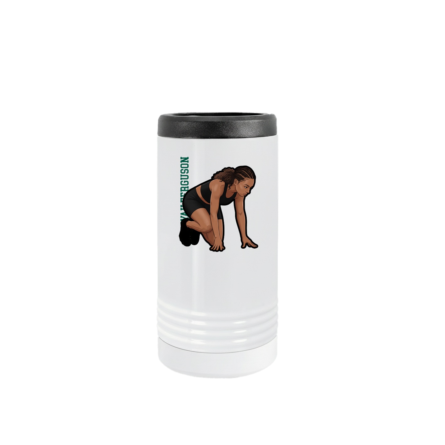 Slim Beverage Holder — Name Vertical in White
