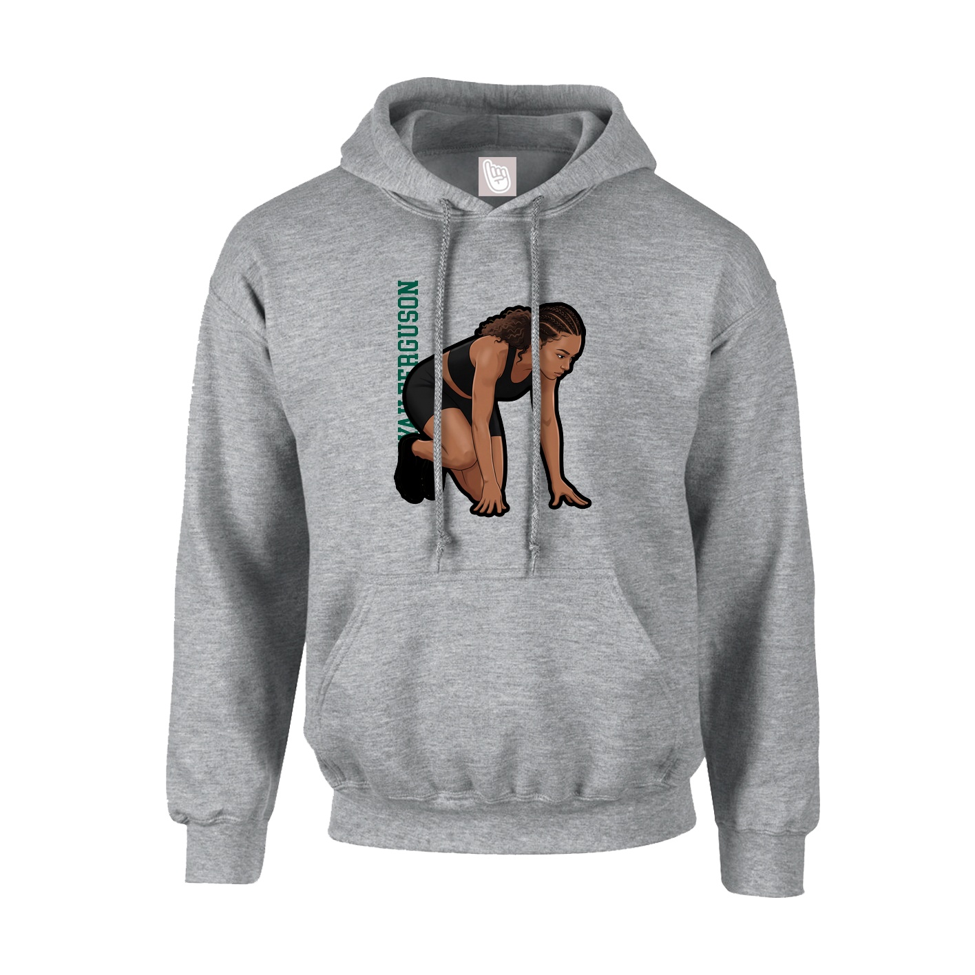 Youth Hoodie — Name Vertical in Grey