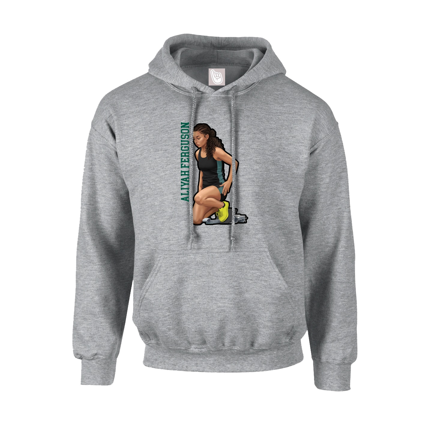 Hoodie — Name Vertical in Grey