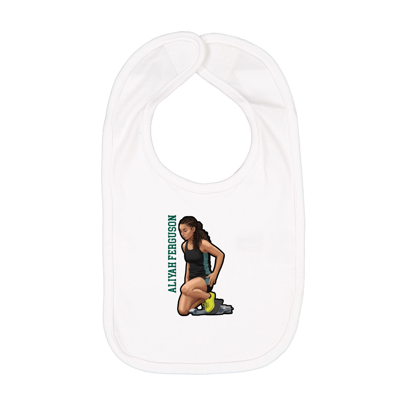 Infant Bib — Name Vertical in White
