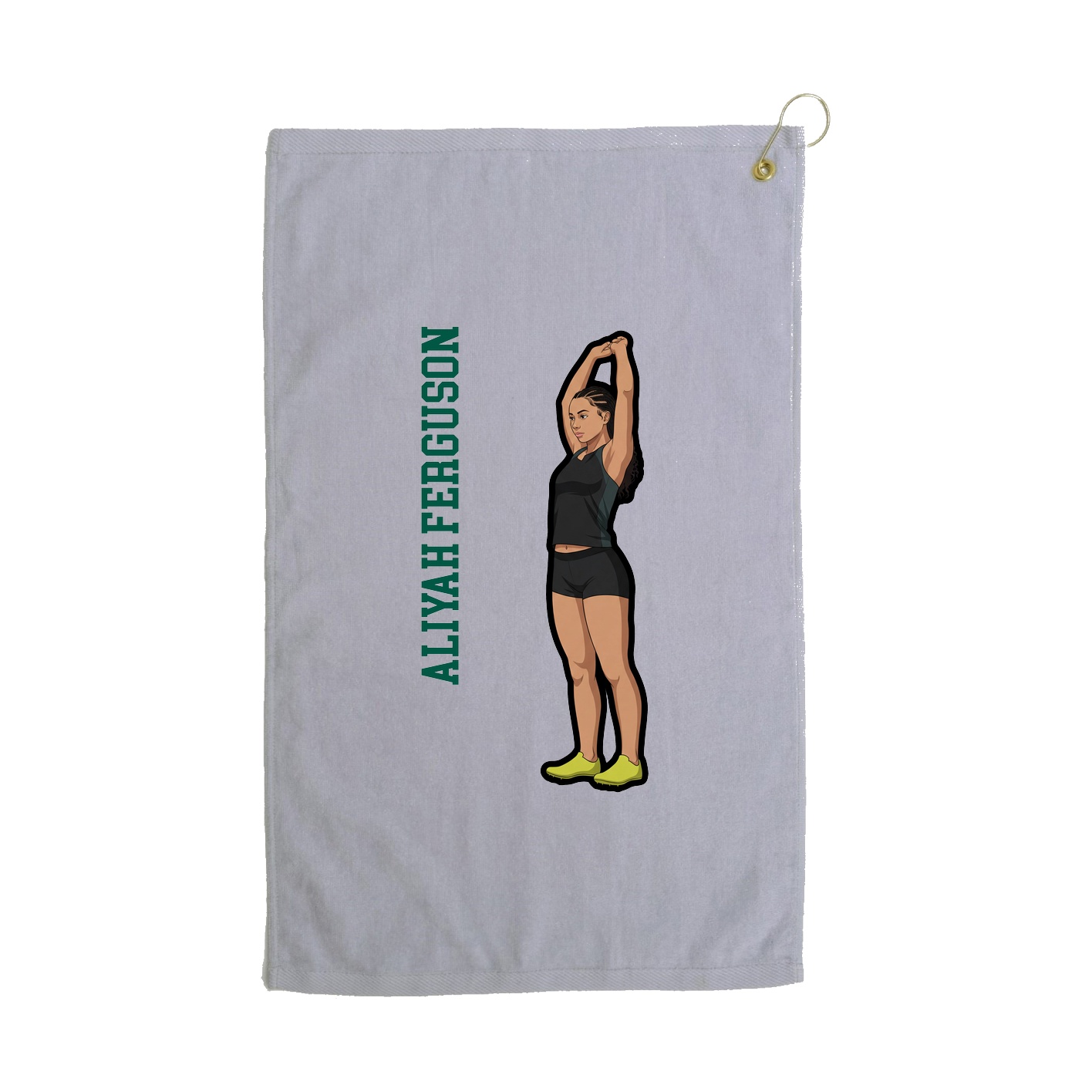 Golf Towel — Name Vertical in Grey