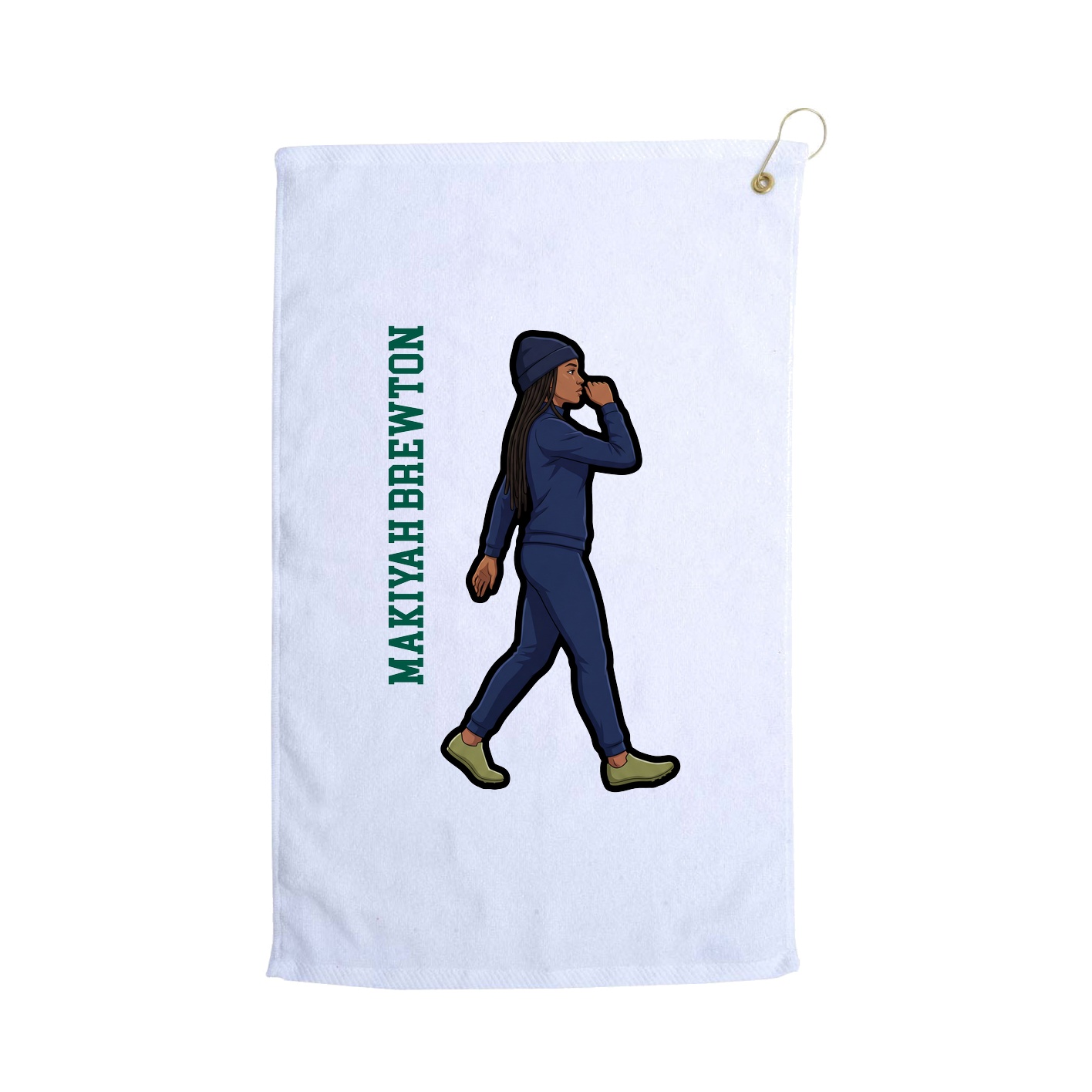 Golf Towel — Name Vertical in White